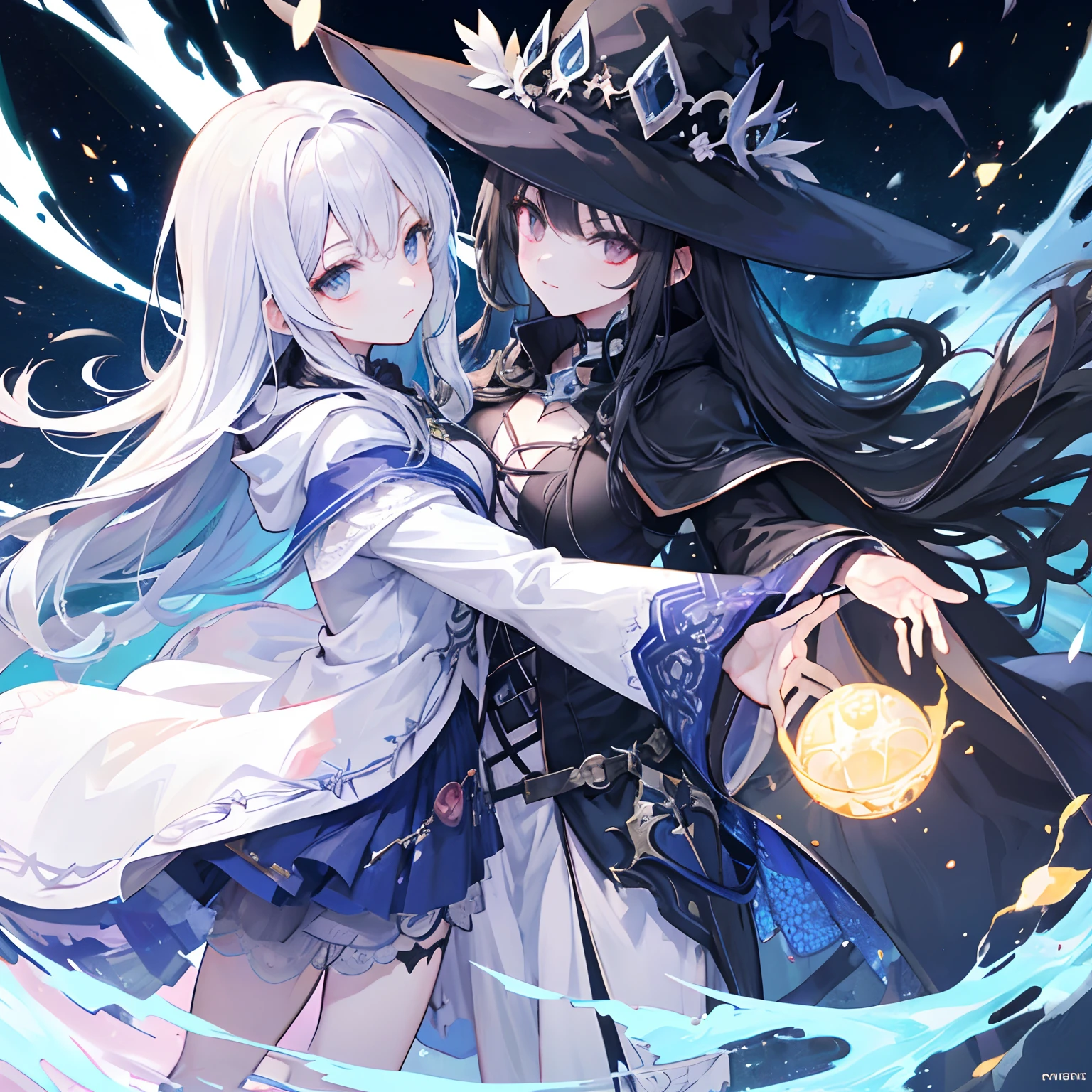 beautiful woman, dark purple blue skin, drow, dark elf, ,White hair, two tails haircut , priestess , medieval , ice elemental golem in back ground, ice mage , snowing,  latex , nudist , cowboy hat