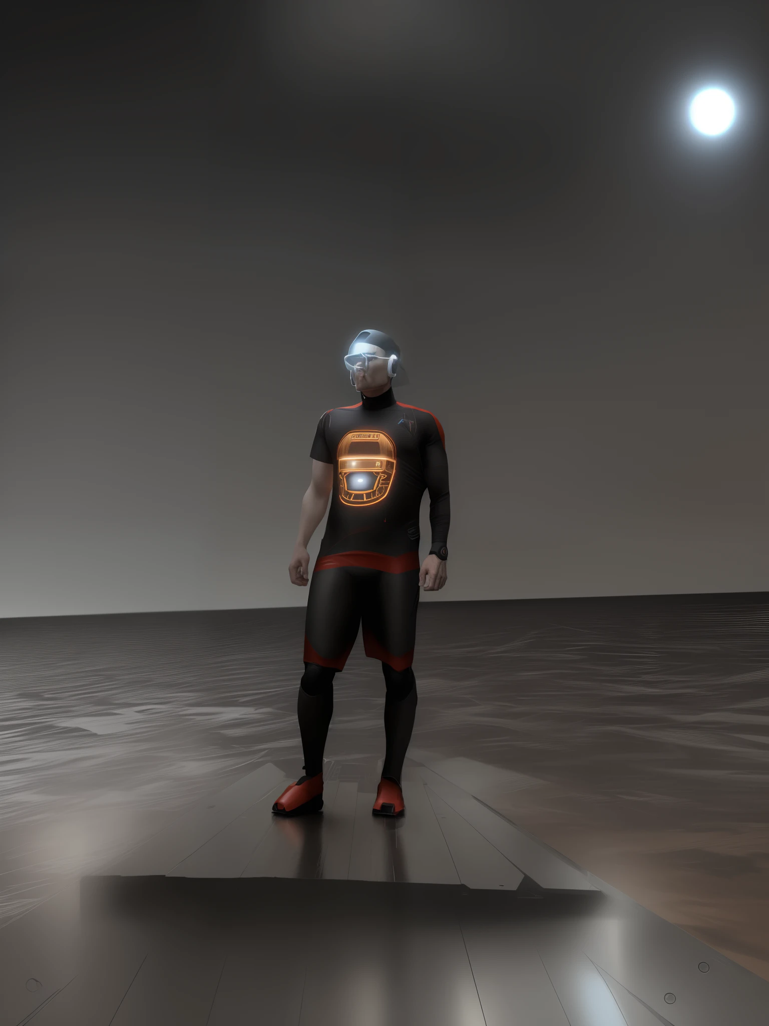 The man aggression mood he wear a robotics clothes