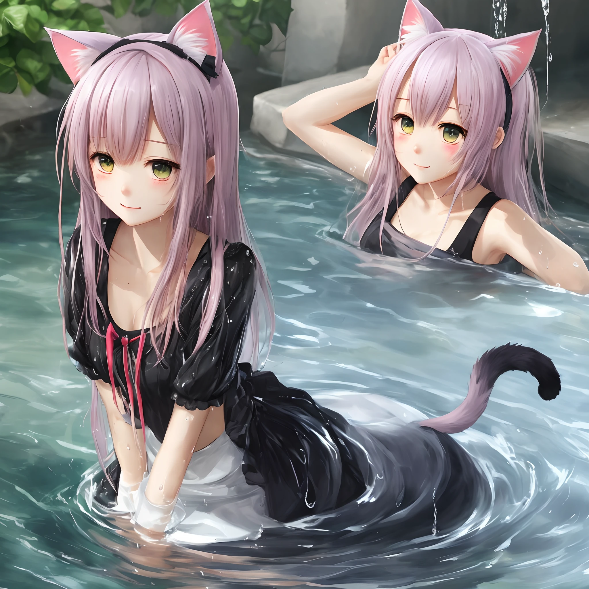 Two-dimensional shy cat ears clear cute wet