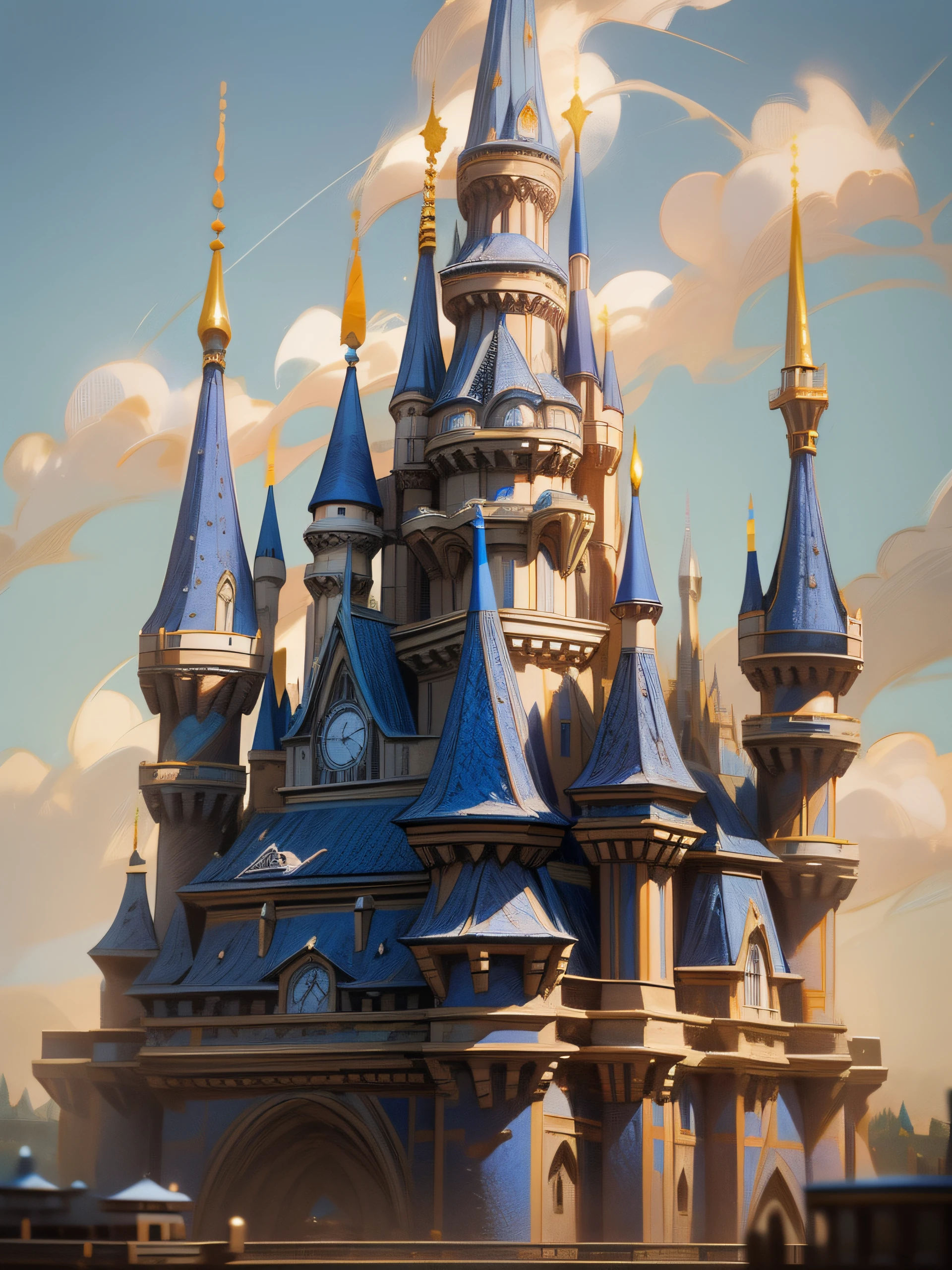 araffe castle with a blue roof and a clock tower, disneyland castle, background is disneyland castle, beautiful castle, disneyland background, epic castle with tall spires, disney land, disneyland, magical castle, disney!!!!, disney!!, disney world, fairy tale place, disney 8 k photo, very far royal steampunk castle, fantasy castle, disney disney, disney render
