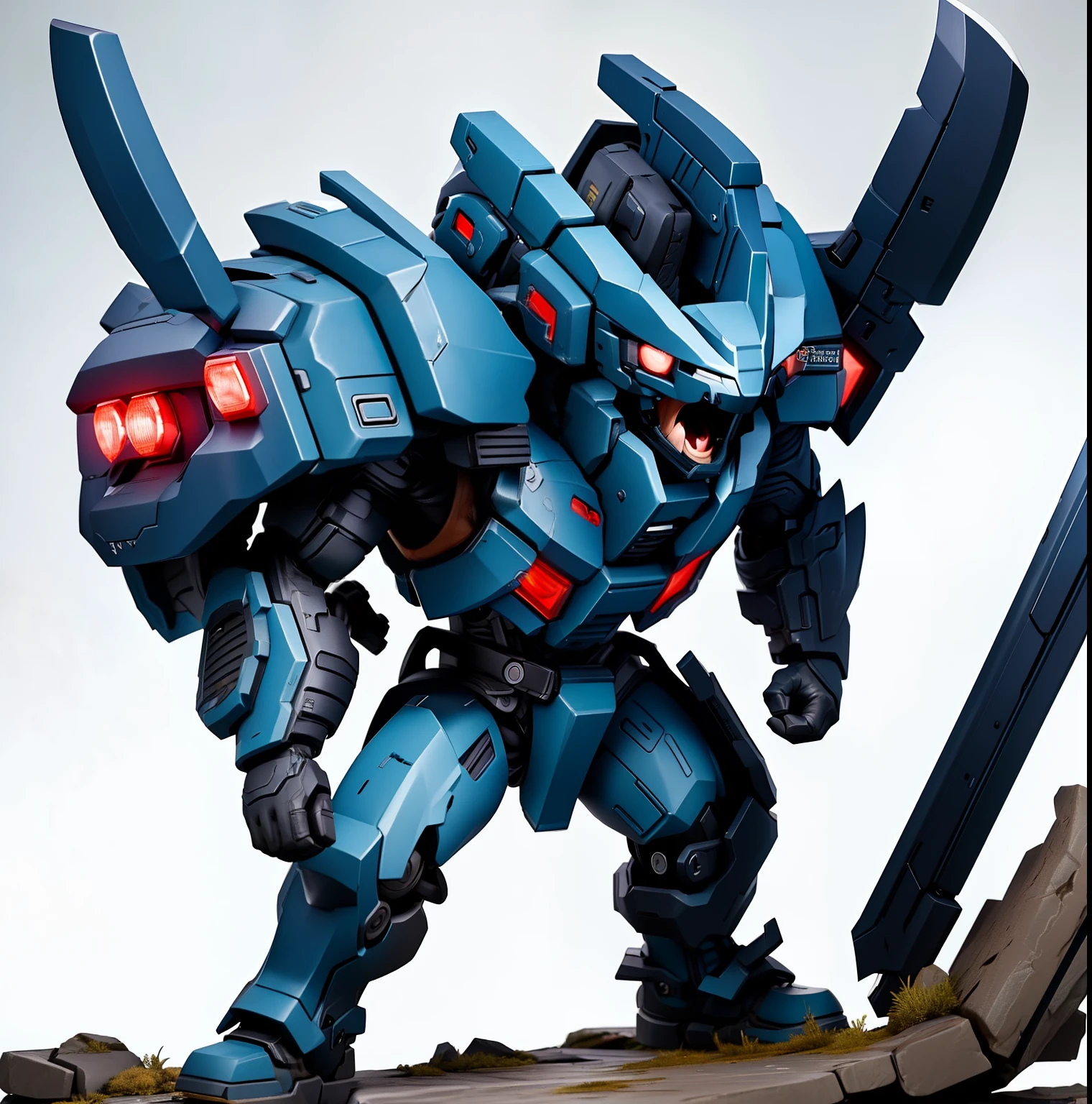 30-years old、Standing alone、(cyberpunked)、((Large male soldiers))、The ultra -The high-definition、Face strong enemies、(Veteran Hero)、Counter Attack、full body Esbian、Ready for Battle、((Have a big ax))
