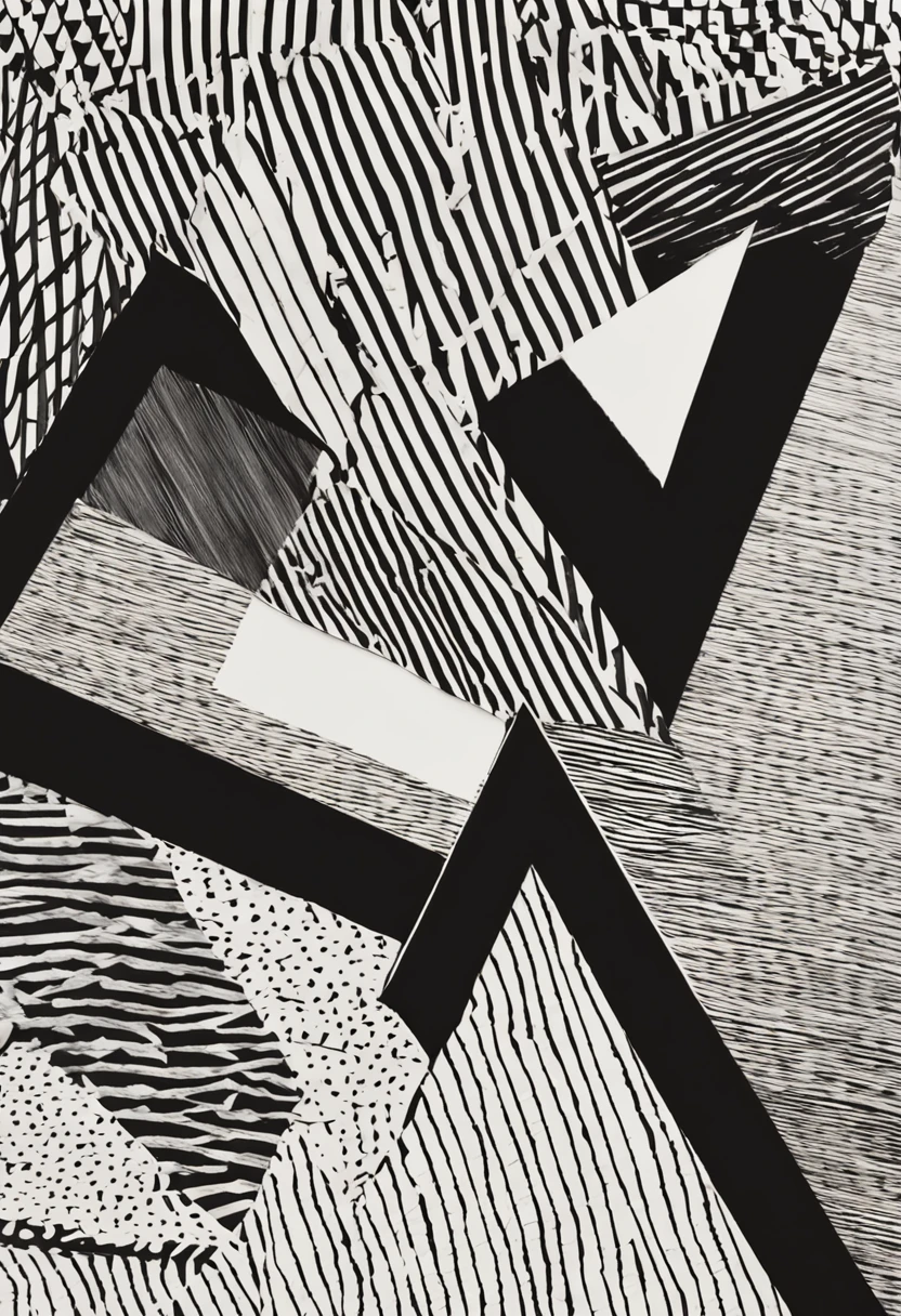 a black and white drawing of a triangle with a line of lines, 2014, 2 0 1 4, black ink on textured paper, diagonal strokes, 2013, inspired by Josse Lieferinxe, dazzle camouflage, 2 0 1 5, 2015, inspired by Hermann Rüdisühli, sharp irregular shapes