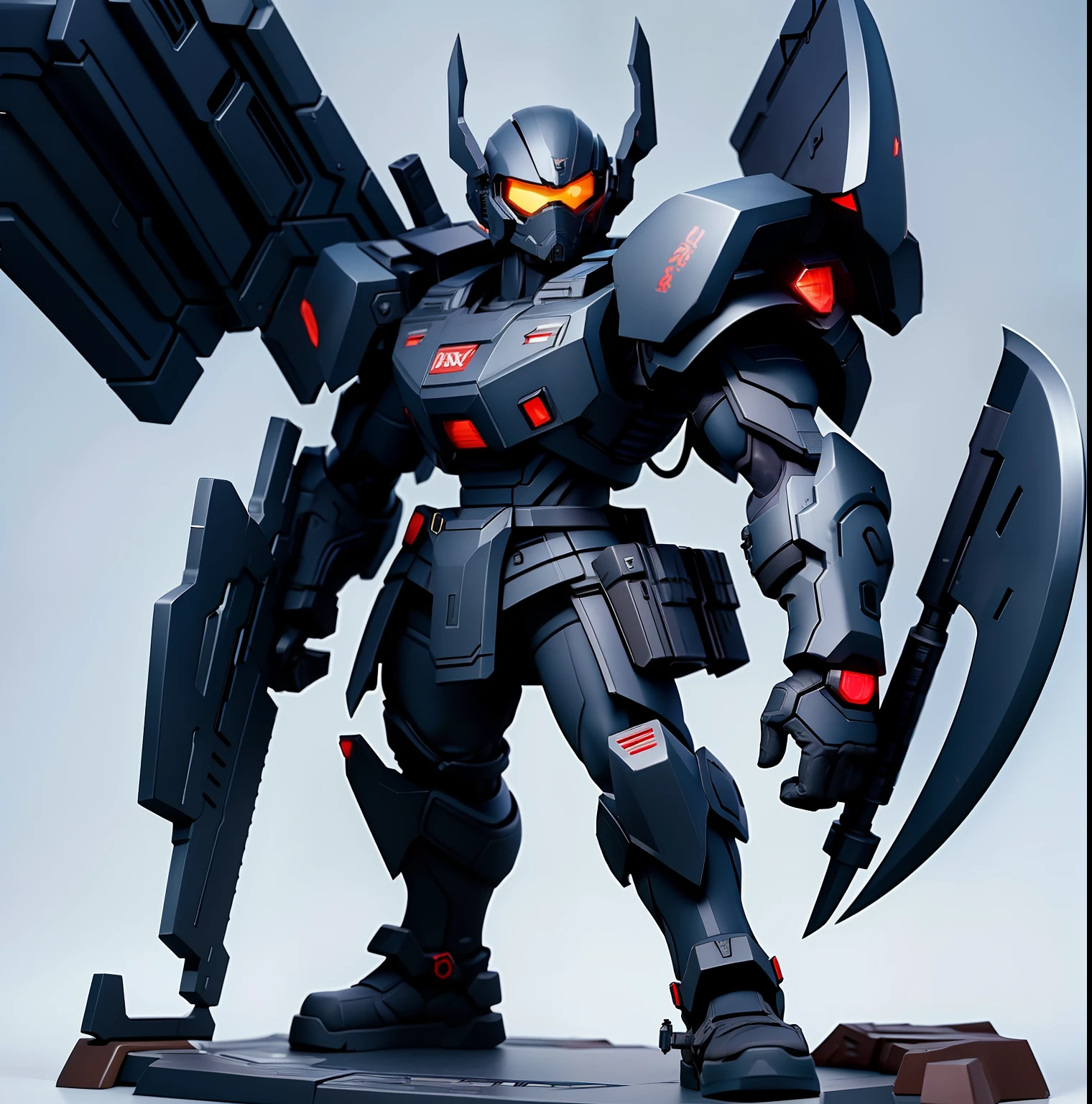 30-years old、Standing alone、(cyberpunked)、((Large male soldiers))、The ultra -The high-definition、Face strong enemies、(Veteran Hero)、Counter Attack、full body Esbian、Ready for Battle、((Have a big ax))