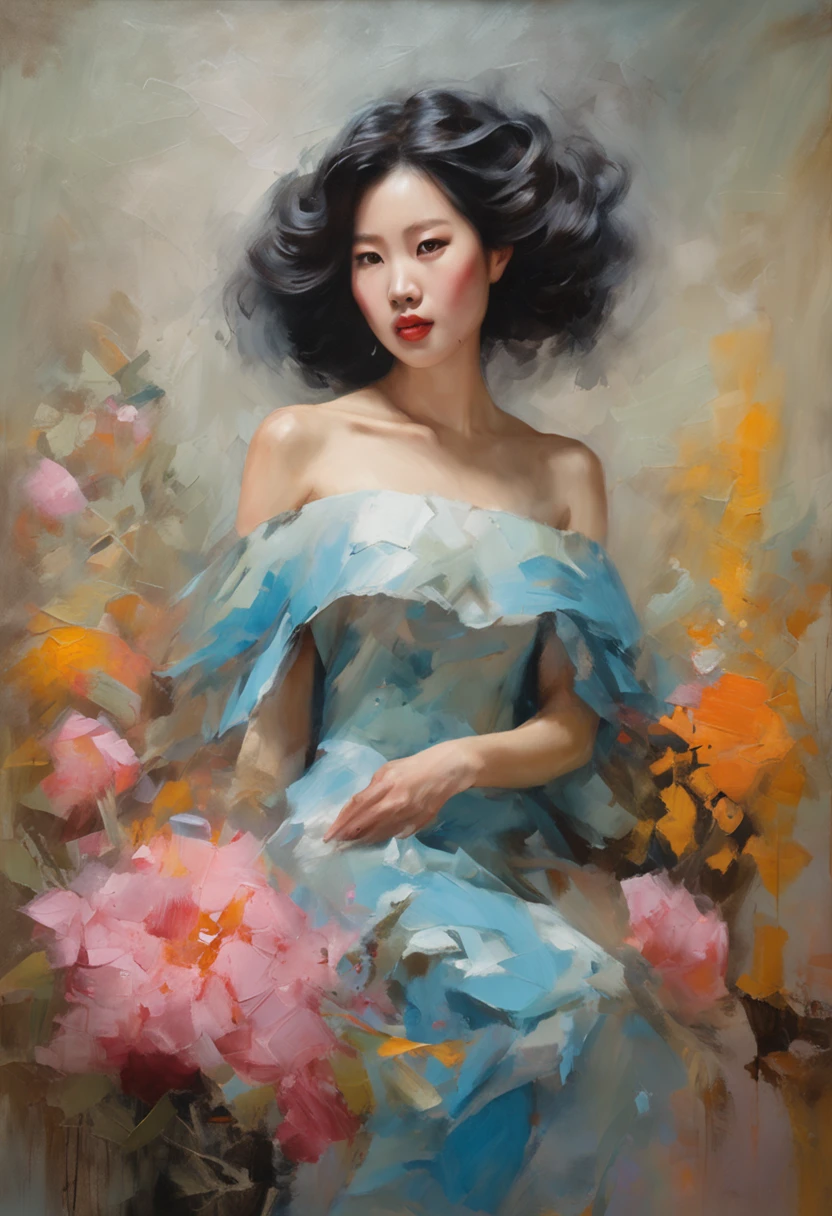 "Cirno from Touhou Project portrayed in a captivating oil painting style.", close-up of a woman in a fur coat posing for a photo, photoshoot, beautiful ruan jia!, beautiful south korean woman, beautiful young korean woman, korean female fashion model, beautiful young korean woman, young asian woman, fashion model photography, beautiful Chinese model , Chinese woman, heise-lian yan fang, Asian girl with long hair, an Asian woman
