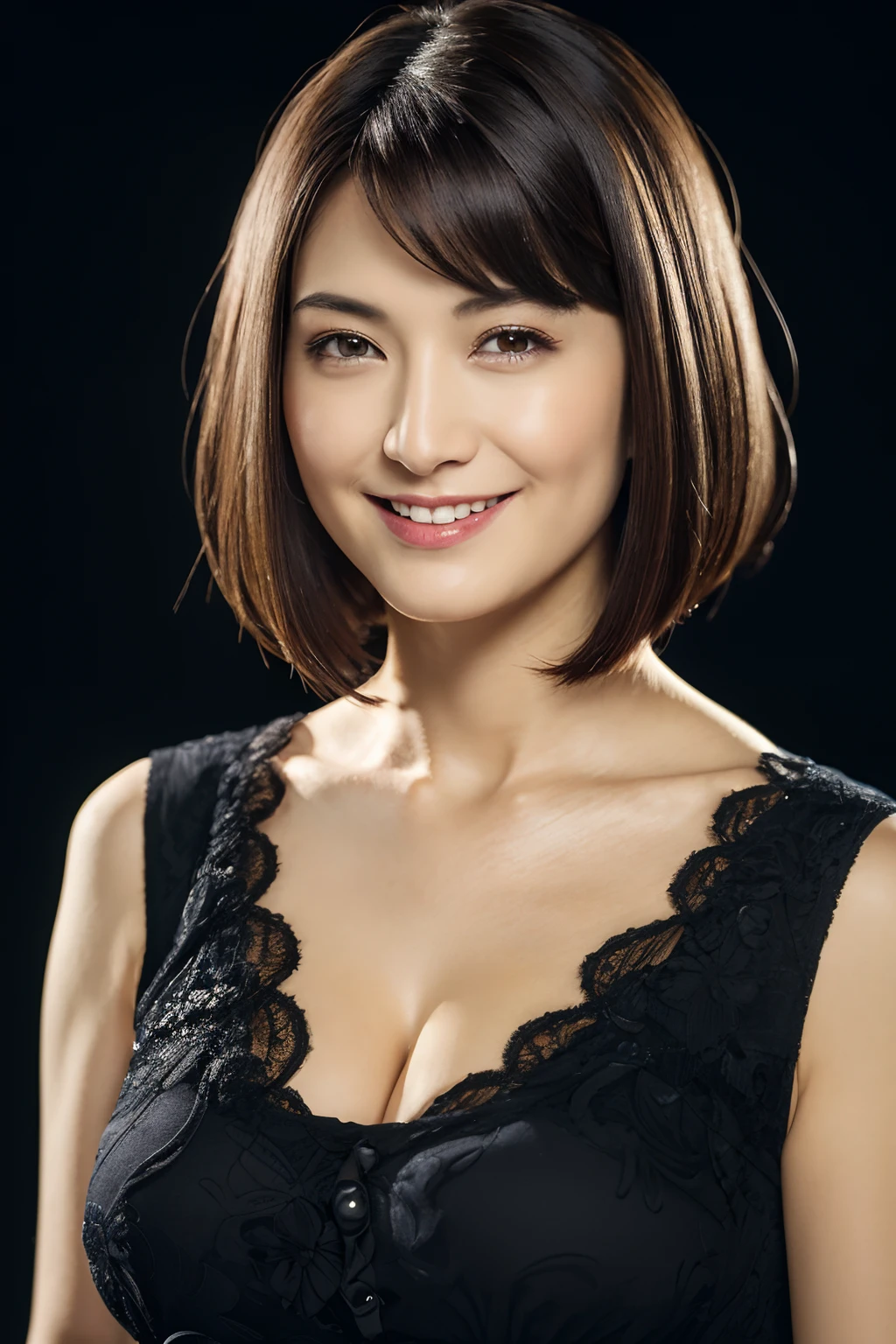 Short-haired boyish shorthair　Lingerie　lingerie　Brown hair　Colossal tits　A big smile