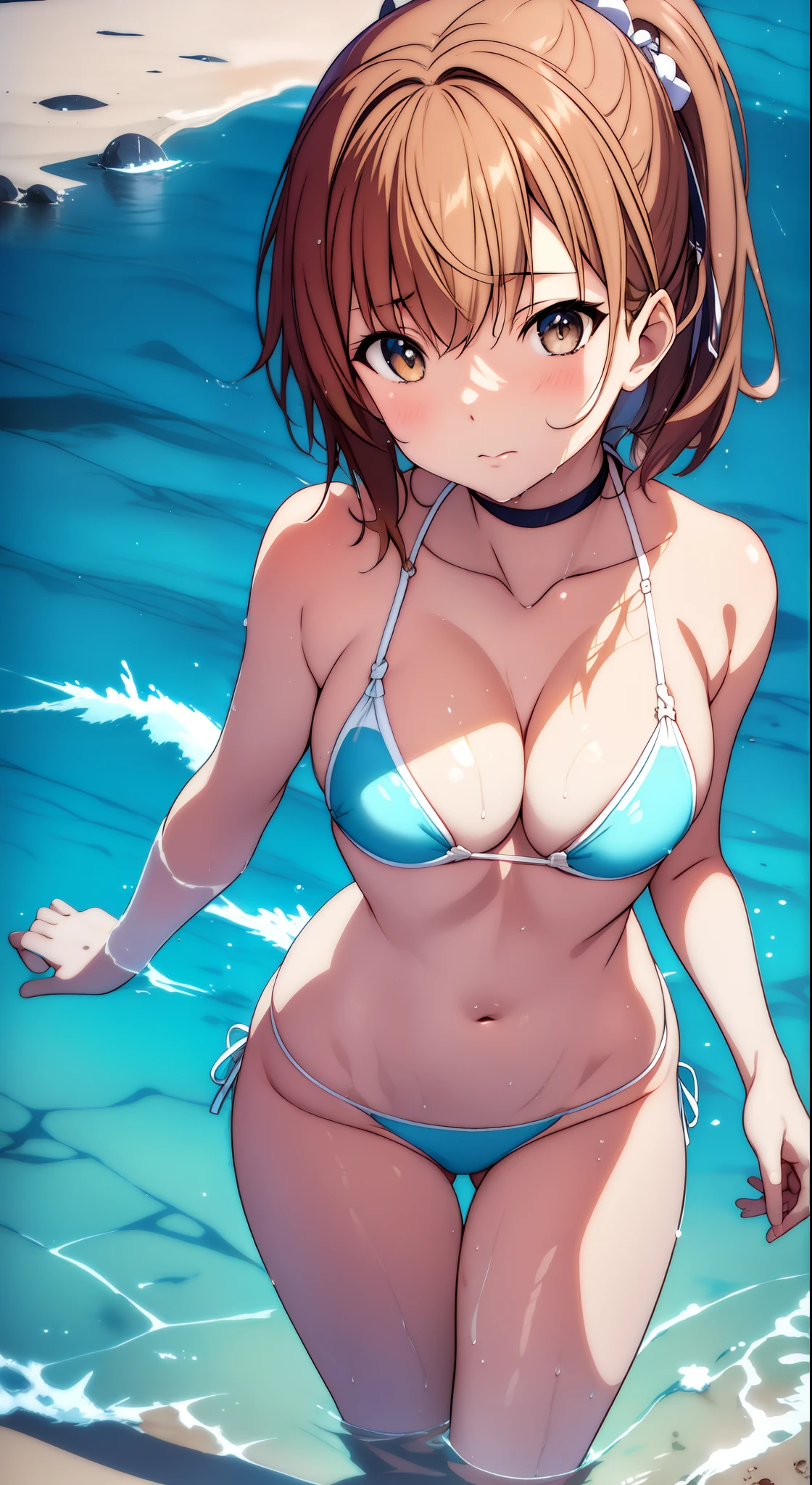 Anime girl in bikini standing in water, Swimsuit, makoto shinka, Makoto, realistic bikini, in bikini, swim wears, Wallpaper Anime Blue Water, Kantai Collection Style, Rin, Blue Bikini, sayori, in bikini, Seductive Anime Girl, anime moe art style, Wet swimsuit, Makoto Shinkai and ArtGerm, Pretty little girl's hands、Dainty fingers、Girl's fingers