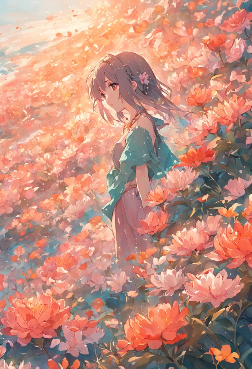 A sea of flowers blooming in the background