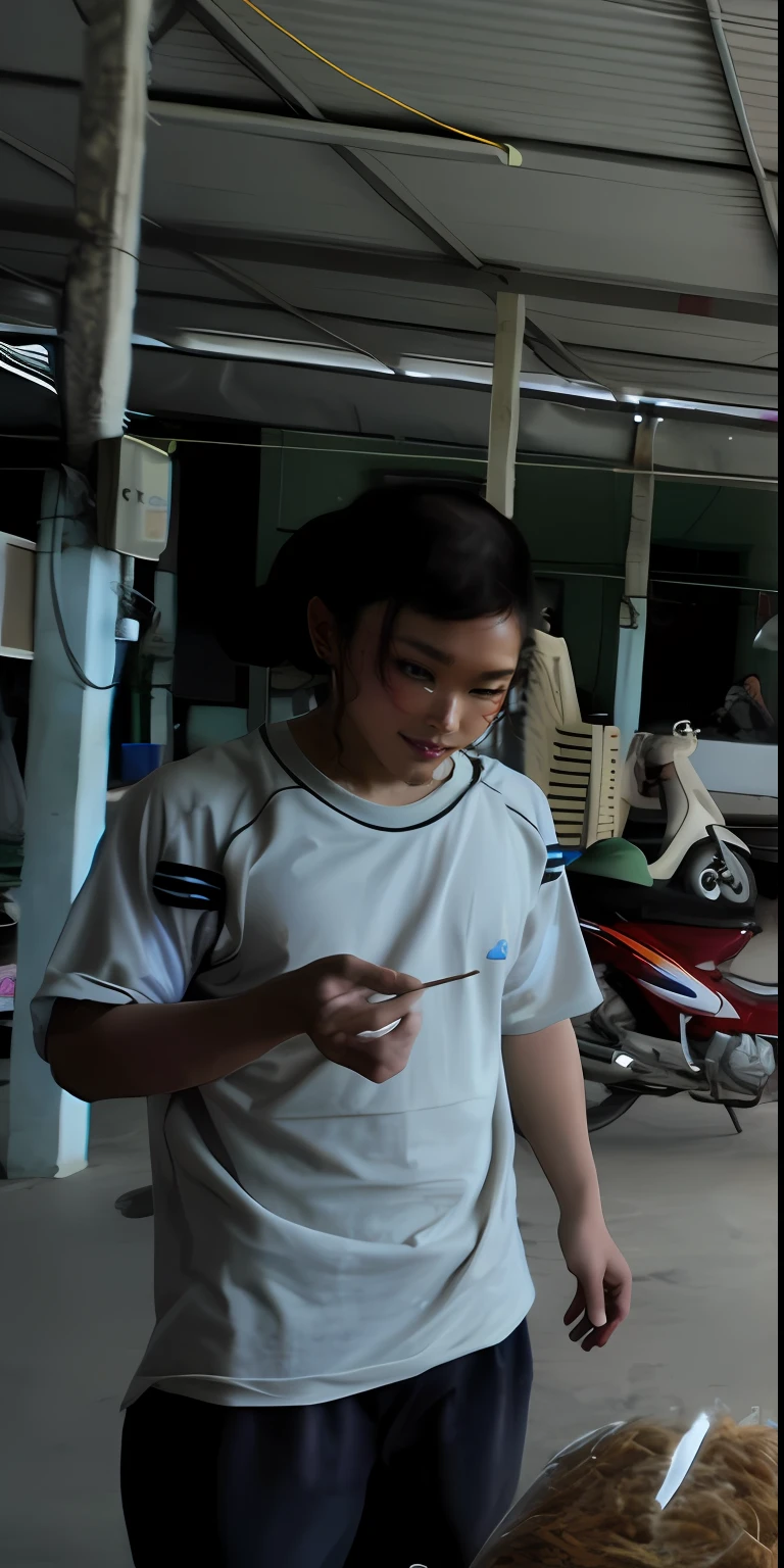 Indonesia teen Girl sees the ghost and pees her pants in fright.