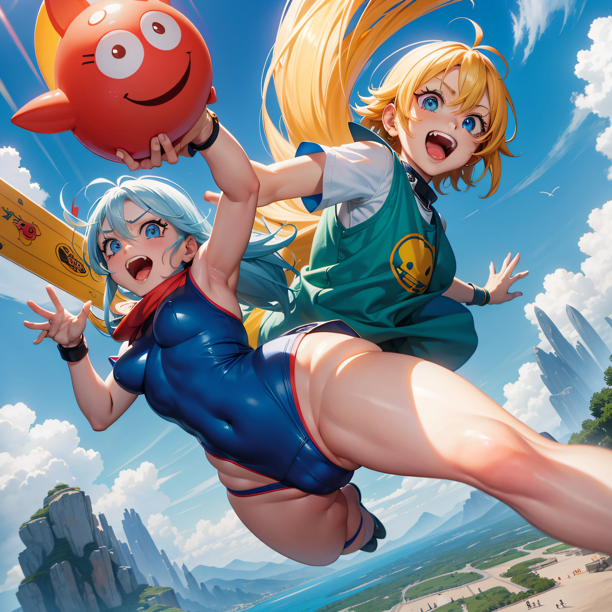 『Help me!!』Character traits are:、Make your logo comical and pop。The illustrations are inspired by Akira Toriyama's painting style.、Draw characters and backgrounds with clear lines。