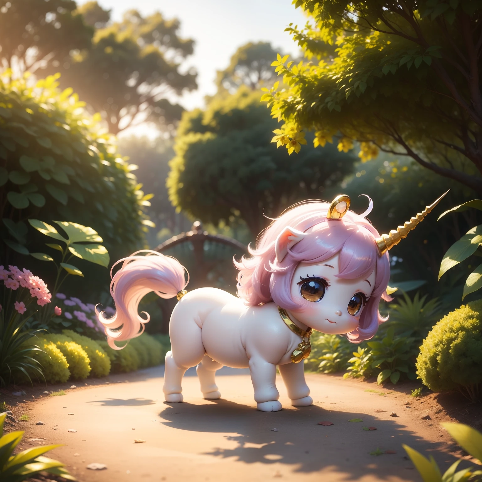 Cute Baby Chibi Anime,unicorn,Royal Botanic Gardens,suns,Glittering gold dust flutters