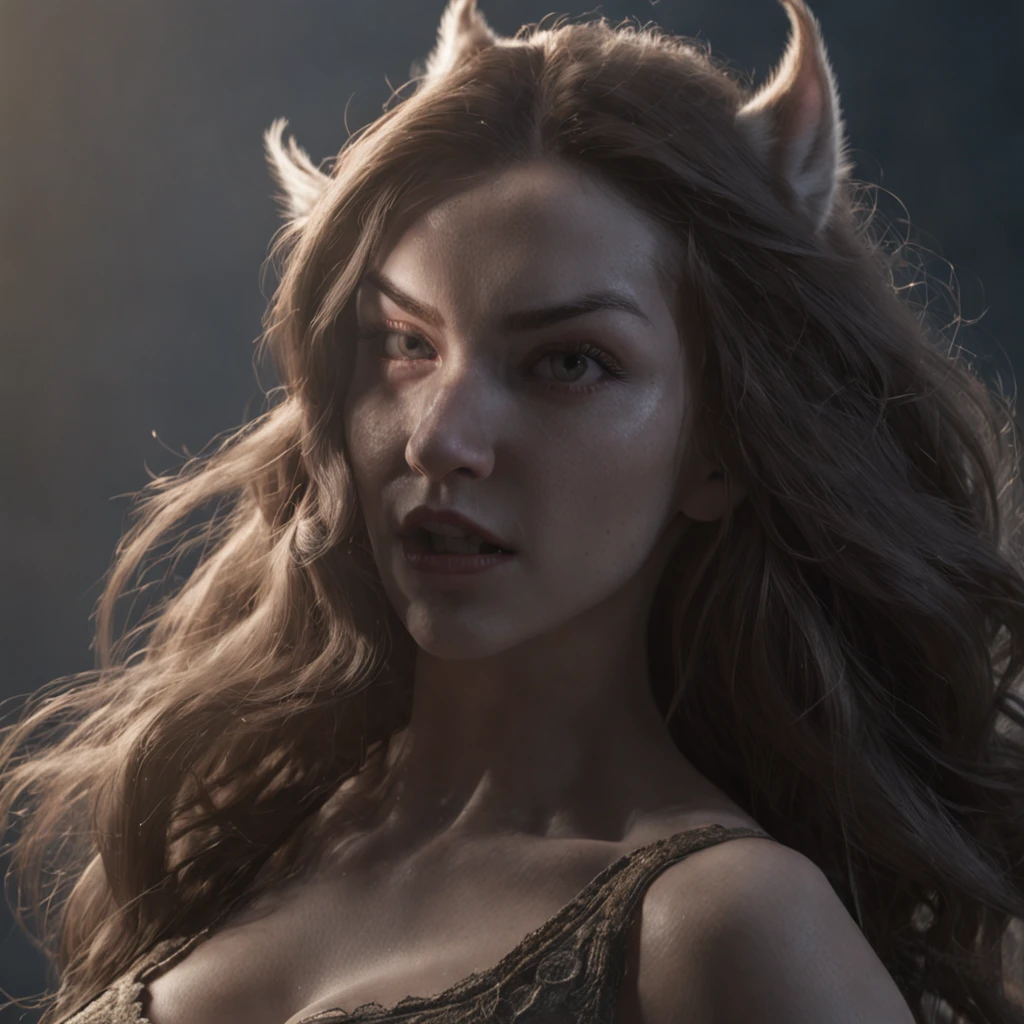 (Professional 3D rendering:1.3) de (Realistic:1.3) photo of the world's most beautiful art raw features, monstruosa, lobisomem feminino, mulher lobo, she wolf, lobanil, female werewolf, transformada,((epic rough fantasy strong werewolf, Loba looks angry with long hair and fierce expression in dynamic pose, peluda, werewolf, fantastic location, lua cheia, moon on the sky, majestoso ambiente desordenado)), corpo inteiro 8k unidade render, action shot, poros da pele, very dark lighting, sombreamento pesado, circunstanciado, rosto detalhado, (Vibrando, Fotografia realista, Realistic, Dramatic, Escuro, foco nítido, 8k), (Roupas de couro velhas danificadas pelo mau tempo:1.4), ((((Use peles)))), (intrincado:1.4), decadente, (altamente detalhado:1.4), Pintura digital, rendering by octane, art stations, conceito-arte, liso, foco nítido, illustration, germe da arte, (Loish:0.23), Wlop Ilya Kuvshinov, e greg rutkowski e alphonse mucha gracias, (global ilumination, luz da lua, light volumetric), chuva forte, floating particles, patife, fantasia, Nosso, Corpo inteiroesbiano, ((Fundo escuro e antigo da cidade:1.3)),CGSesociedade,art stations