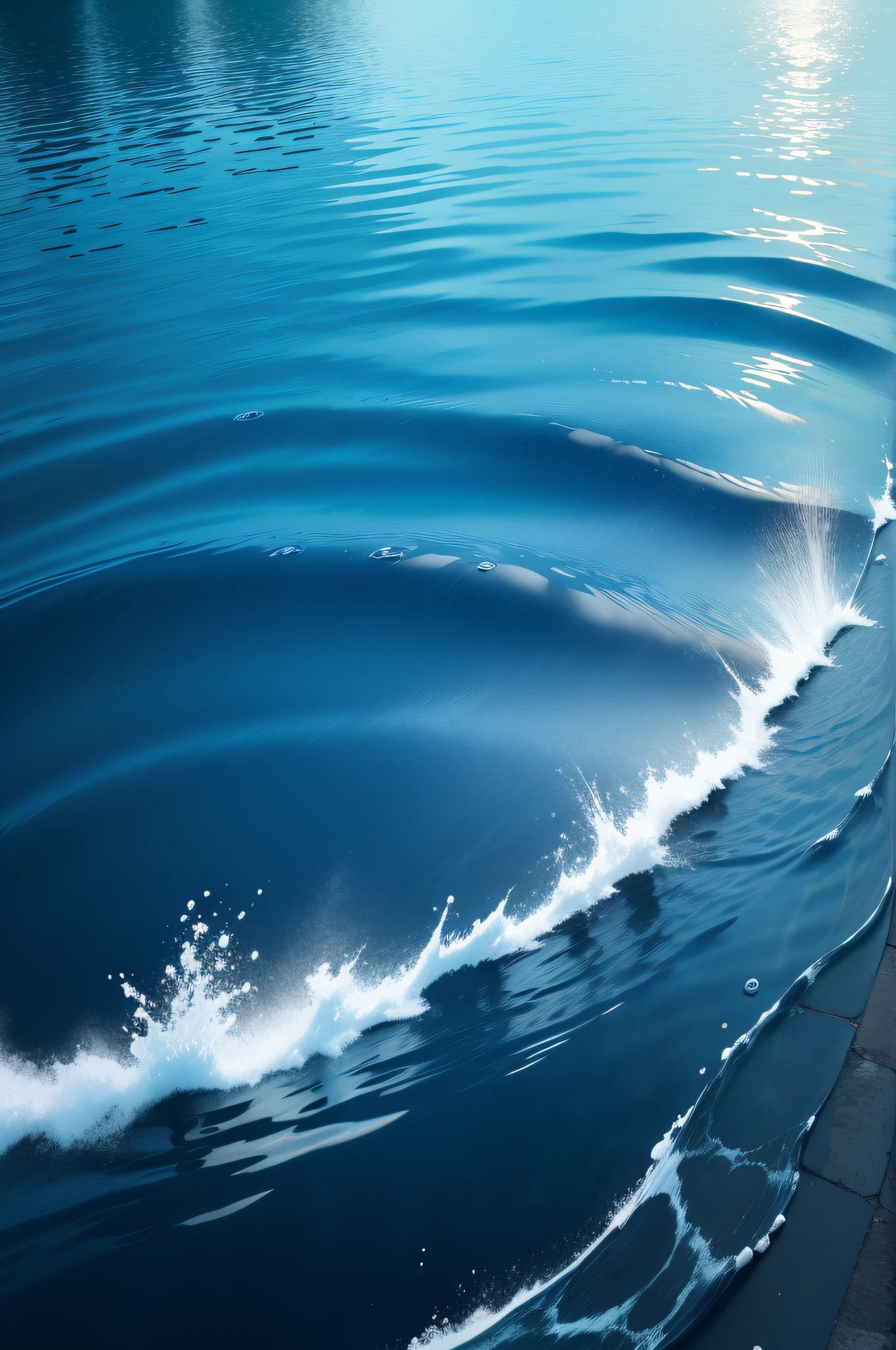 Calm water surface,Undercurrents,Blue sky