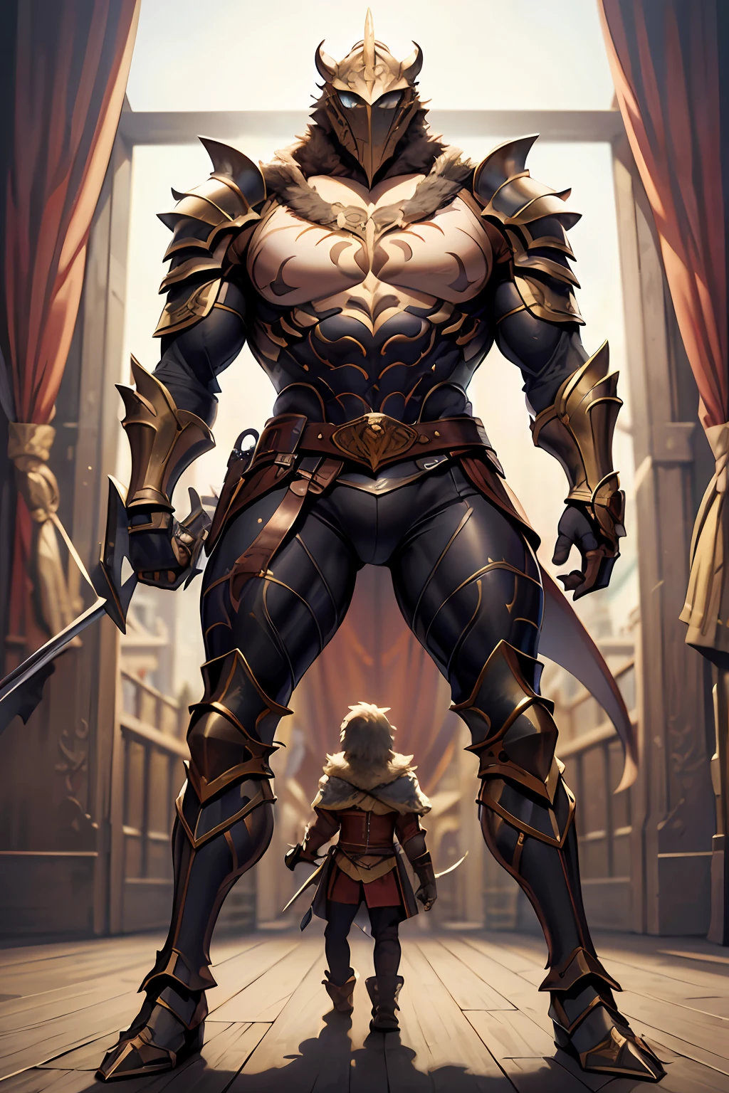 Game character standing drawing design，Disney animation，style of disney animation，Reloaded Lizard Knight，coda，Quaint and heavy armor，Fur shoulders，Stout limbs，Muscle explosions，Equipped with huge riding guns，Different layers overlay，Different angles，（Left view full body：1.4），solid color backdrop，clean backdrop，depth of fields，high light，Real light，Ray traching，OC renderer，UE5 renderer，Hyper-realistic，best qualtiy，8K，Works of masters，super-fine，Detailed pubic hair，Correct anatomy，