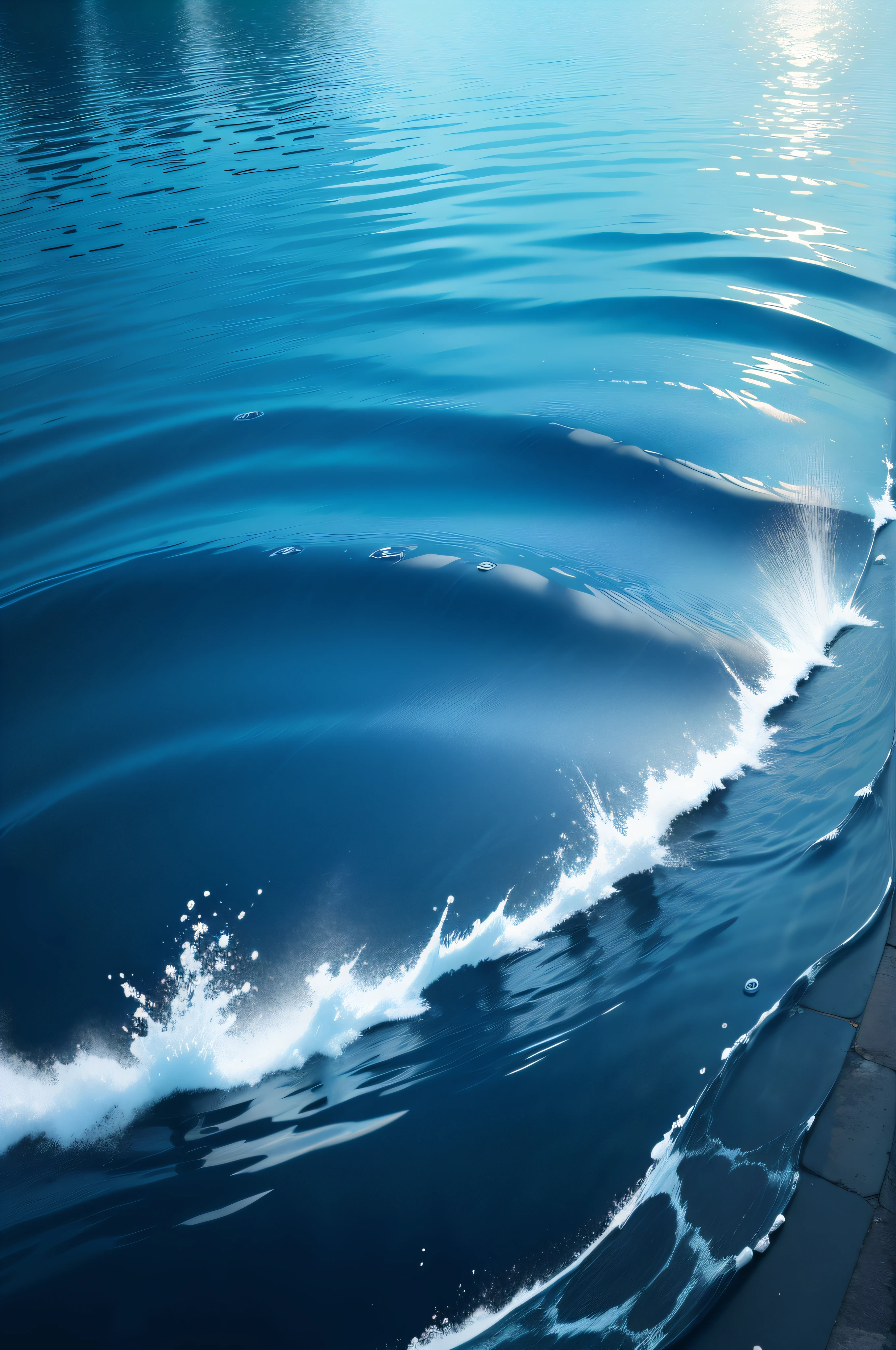 Calm water surface,Undercurrents,Blue sky