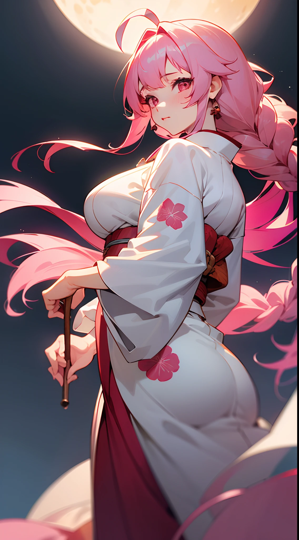 Mitsuri demon slayer with pink hair and holding her  and big ass