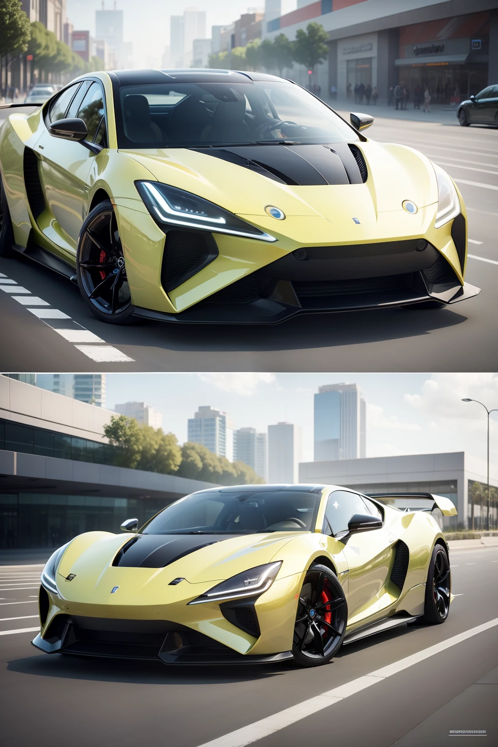 Super EV concept car,Sleek and modern shopping mall with a focus on sustainable design, featuring natural light and innovative materials, contemporary, cutting-edge, architectural drawings