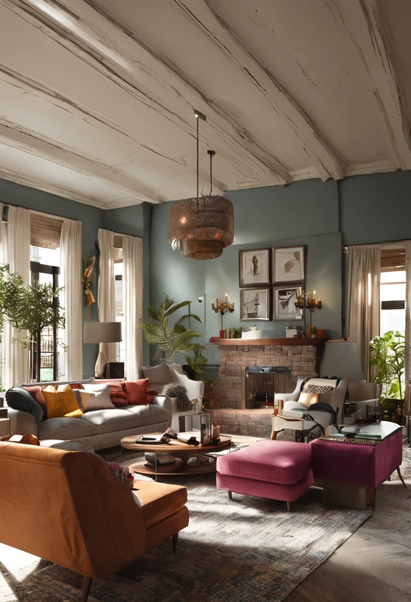 American living room,ren,natural soft light,sofe