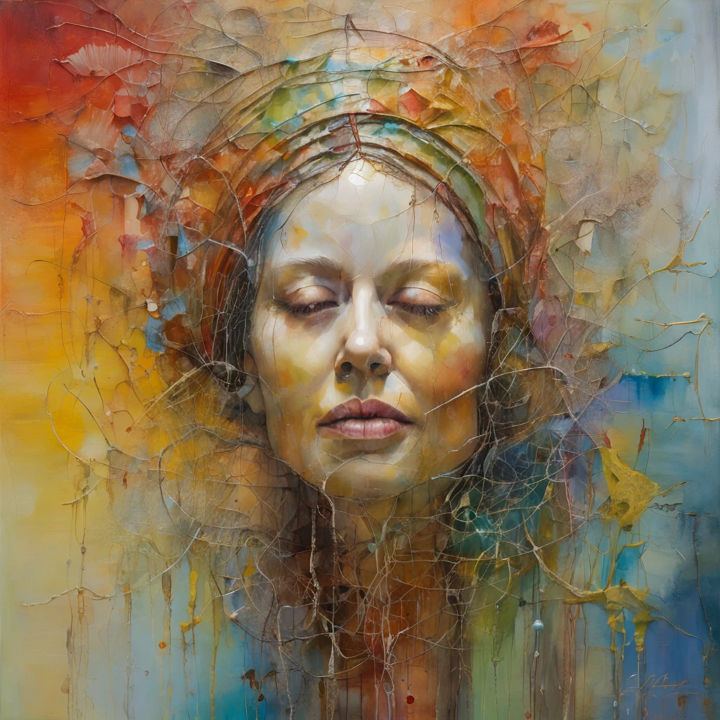 Daniel Merriam style, wire sculpture of a close-up face of a rusian woman, street baroque, watercolor, fast painting, drips, splashes, stains, f detailing, colored ,intricate oil on canvas high detail sharp quality colorful
