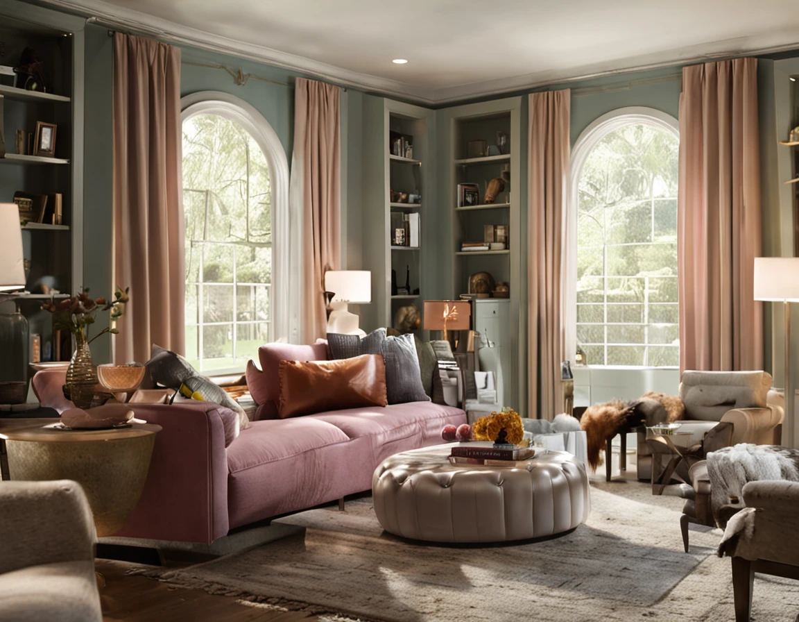 American living room，ren，natural soft light，sofe，Neatness