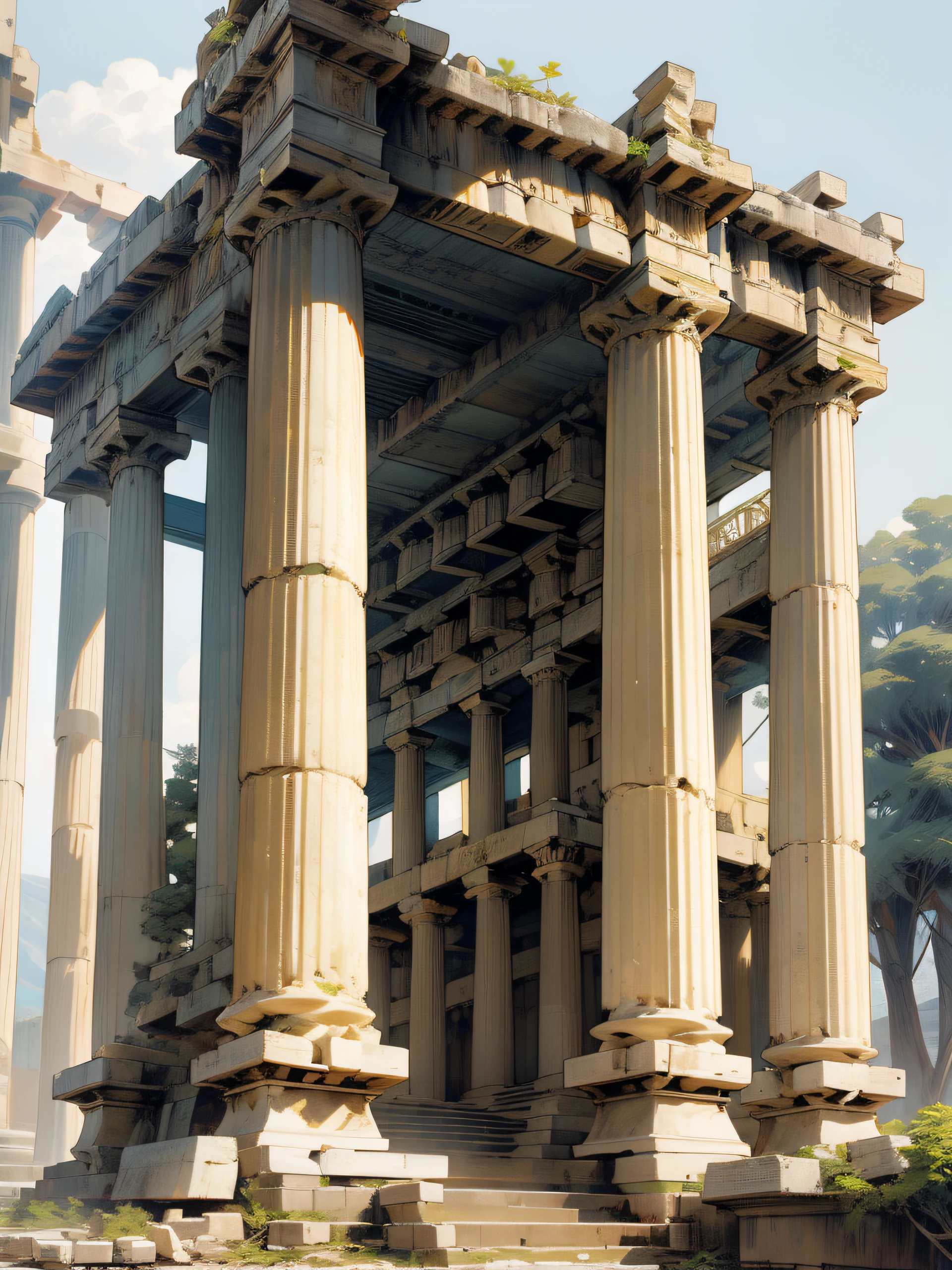 there is a large building on top of a hill with trees, greek acropolis, classical greece, ancient greek city, parthenon, ancient greek ruins, greece, ancient greece, greek architecture, greek temple, ancient greek style, athene, ancient greek temple, ancient mediterranean city, greek, ancient greek, ancient greek temple ruins, greek setting, greek fantasy panorama