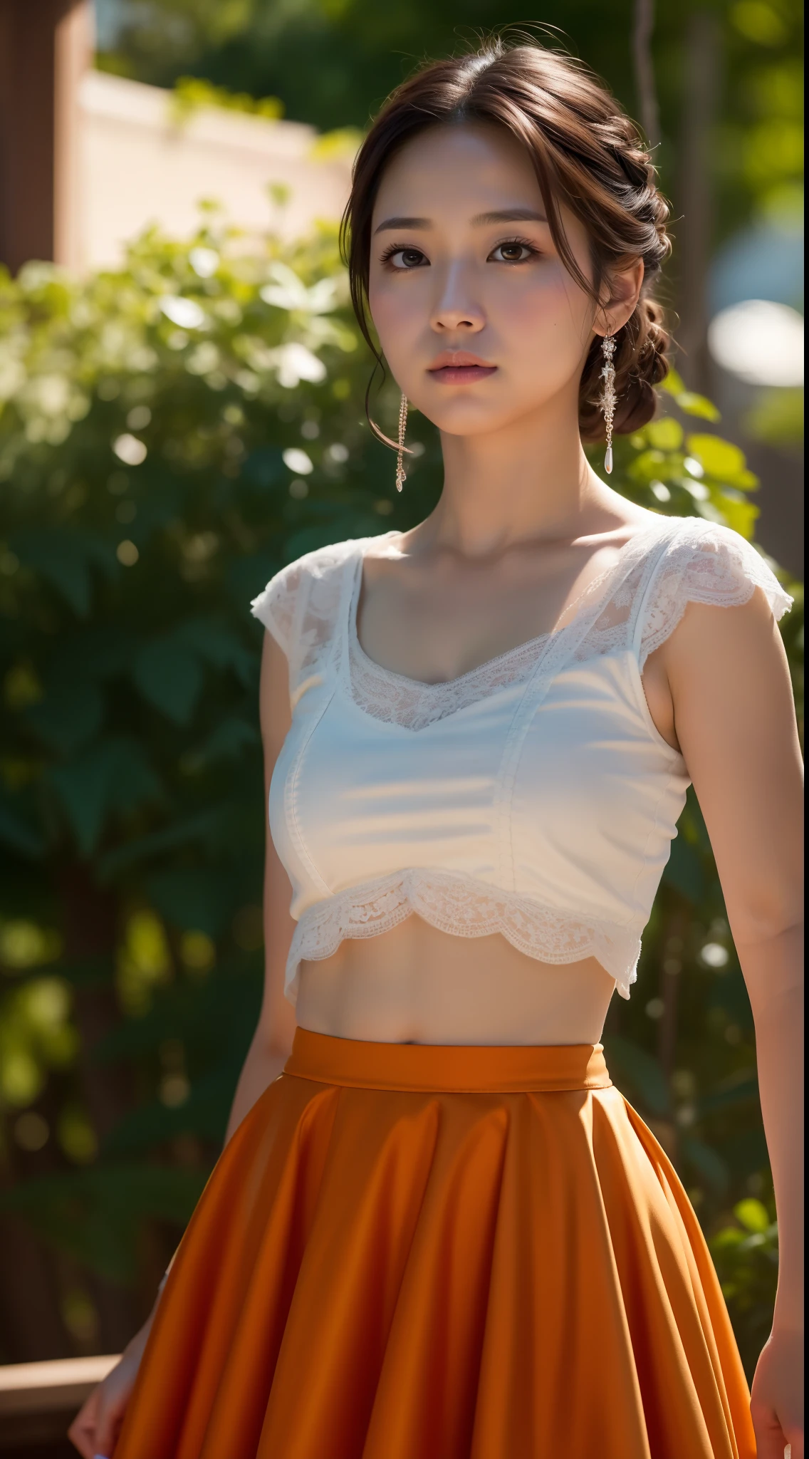 movie picture quality，Disney animation，Disney animated films，Doomsday Scenes，fire glow，blasts，Short hair and small braids，Puffy skirt，depth of fields，high light，Real light，Ray traching，oc rendered，Hyper-realistic，best qualtiy，8K，Works of masters，super-fine，Detailed pubic hair，Correct anatomy，sharp focus on eyes，Bokeh，Facial features are carefully depicted