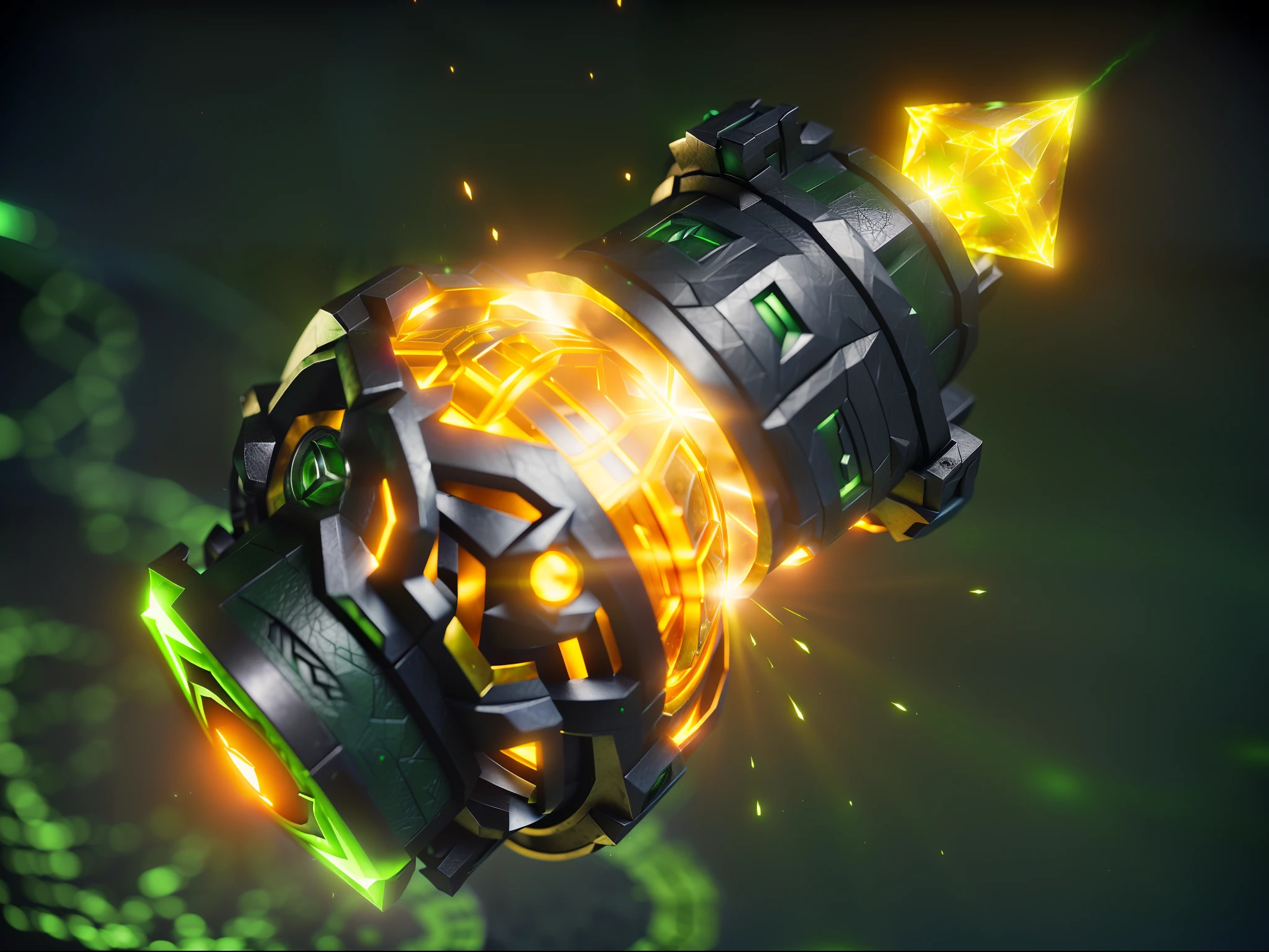 Close-up of green glowing lantern, 8k hd wallpaperjpeg artifact, 8k hd wallpaperjpeg artifact, arcane style bomb, artifact dota2, arte renderizada, rpg item render, trending on polycount, 3 d render stylized, marmoset toolbag rendered, stylized pbr, rendered in corona