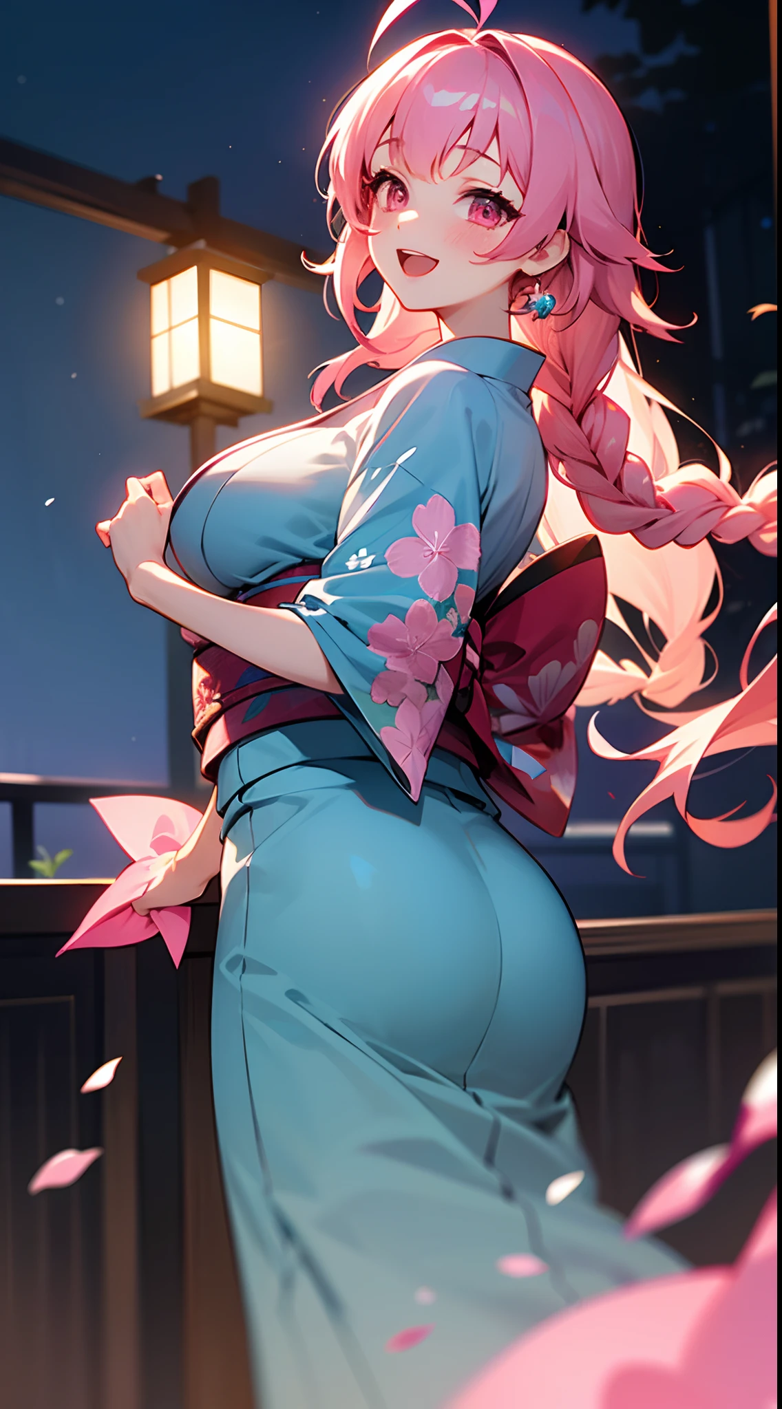 A girl wearing kimono , ecchi, milf, curvy, Osaka town, (large boobs:1.3), (butt view:1.3),erected , spiky rainbow hair, Masterpiece, milf, onegai teacher, curvy, juicy cameltoe, Kyoto city background, yakuza style, big ass, bouncy ass, bouncy butt, showing her  ass