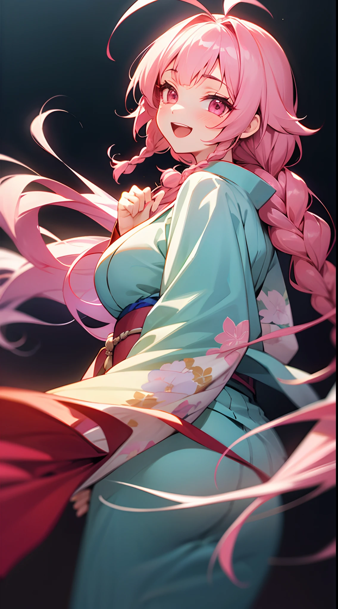 (high quality, 8k, 4K, high contrast, artwork:1.2, high quality, best aesthetics), (dynamic angle), ((1 woman)), erotic, sensual, mature body, super detailed, beautiful face detailed, beautiful eyes detailed, detailed beautiful mouth, sexy body, perfect breats, perfect wide thighs, (long messy pink hair), (red eyes), (Serious facial expression), (tattoos), (women's long white kimono), (standing), (centered), (looking at viewer)