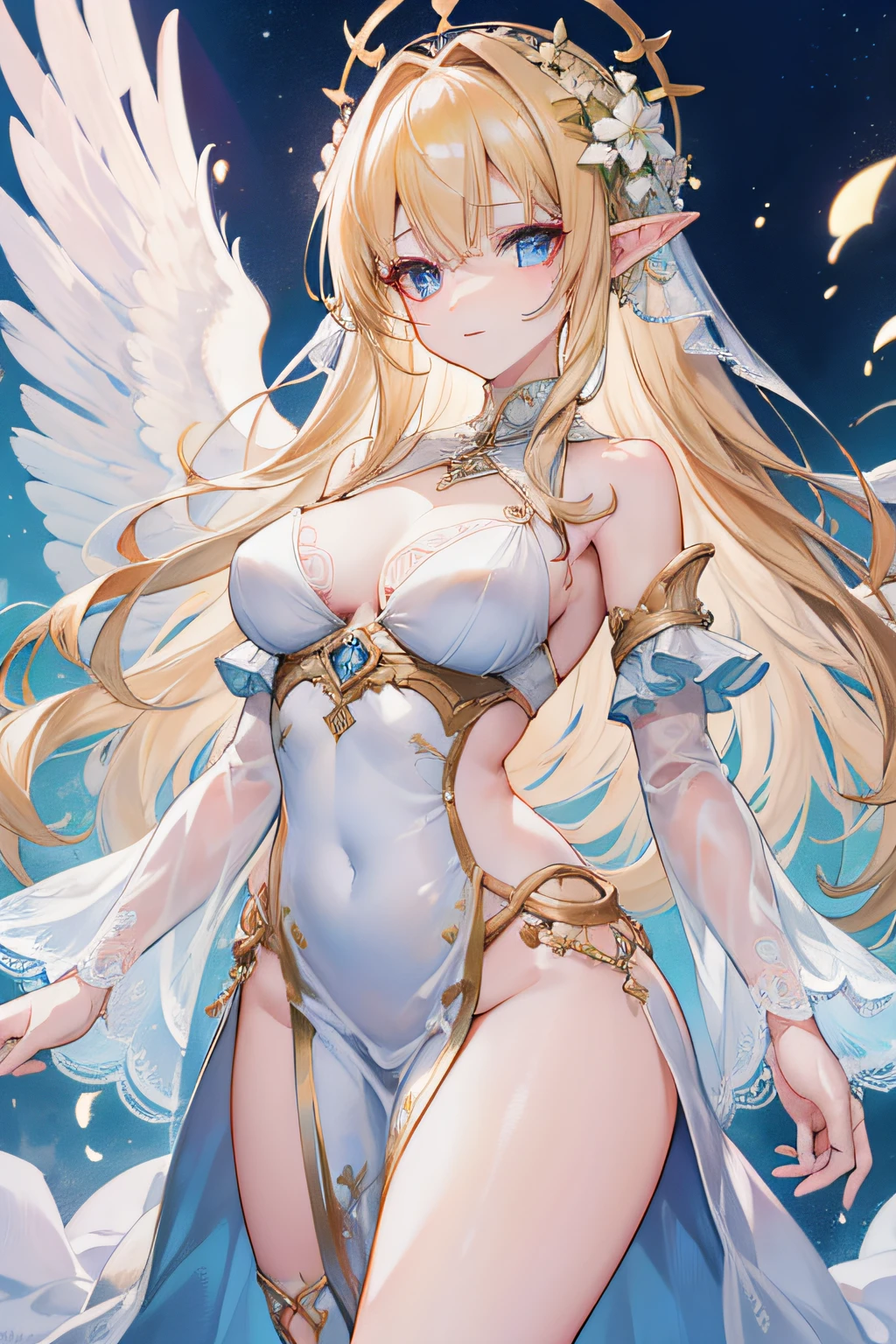 masterpiece, high quality, {{{highres}}}, 4k, {8k}, {1girl}, {solo}, {ultra detailed}, {Intricate details}, anime style, {{{{extremely detailed CG unity 8k wallpaper}}}}, breathtaking, amazing, {{{cinematic light}}}, {{{dynamic shadows}}}, {raytracing}, Intricate Patterns, textile shading, {{{dynamic angle}}}, {{{dynamic pose}}}, {{Beautiful and Aesthetic}}, contour deepening, {Great Composition}, {{{{intricate hair details}}}}, {{{{{beautiful detailed background}}}}}, goddess, matured female, curvy, big breasts, small waist, big thighs, sexy anatomy, {{{golden_hair}}}, really_long_hair, {{{disheveled_hair}}}, {light_blue_eyes}, {{highly intricate face}}, beautiful detailed hands, {intricate detailed clothes}, white clothing, {{{ancient_greek_dress}}}, {{jewellery}}, {{{ancient_greek_circlet}}}, fine detailed skin, {{happy}}, {smiling}, fine clothing, {{standing}}, {{{{Ancient Greece}}}}, {{{{{dusk}}}}}, {{{{background: Ancient Greek Village}}}}, {{{masquerade}}}, {{beautiful detailed sky}}, {{{crystal clear blue sky}}}, beautiful clouds, {{{sunny}}}, god ray, {{{{{depth of field}}}}}, {{{{{detailed scenery}}}}}, light particles, {{{detailed and majestic hawk wings attached to her lower back}}}, {{{pointy ears}}}, {{{female elf}}}