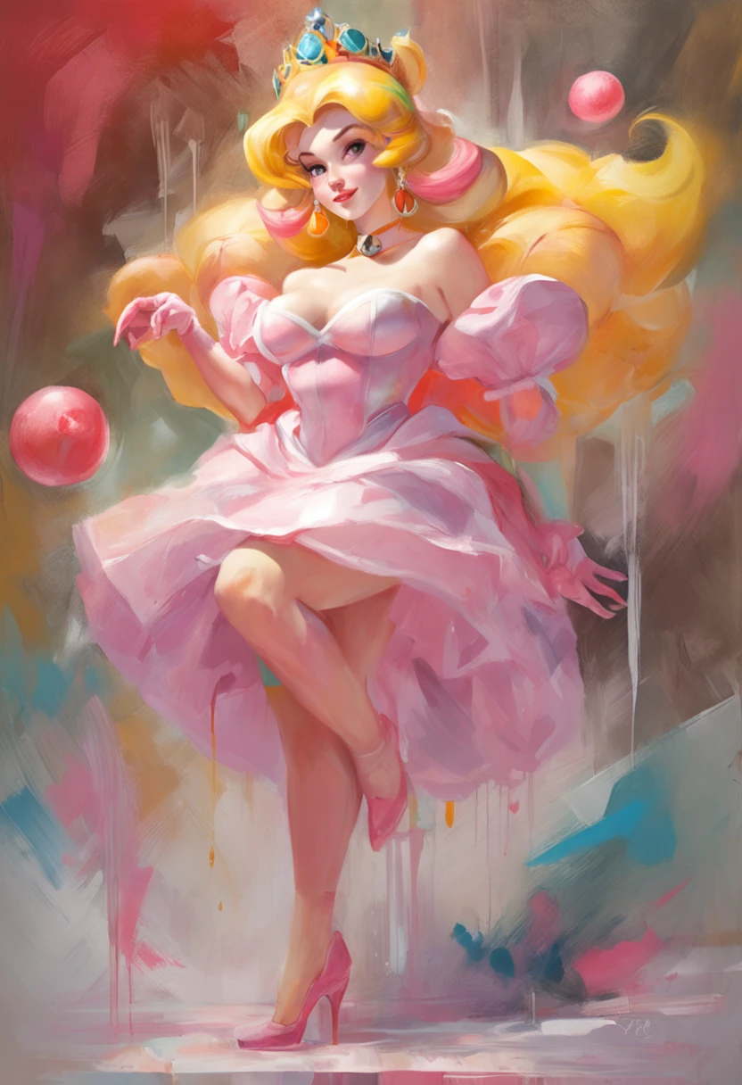 (Princess Peach:1.5),(sexy maid:1.2),(magical forest:1.2),(cutesexyrobutts:1.2),(RossDraw 2.5:1.1),(KDA:1.1),(WLOP:1.1),(Sakimichan:1.1),(watercolor:1.2)