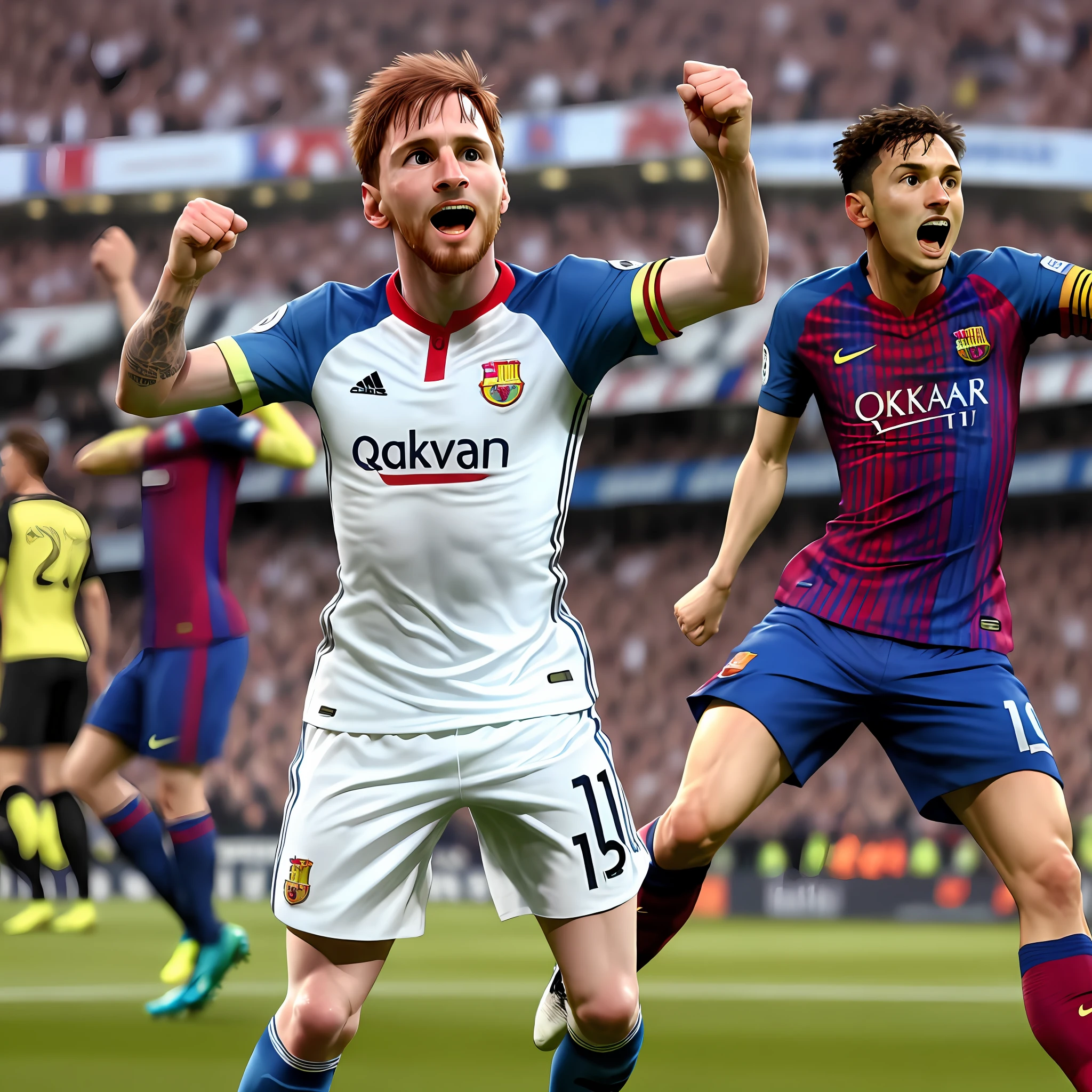 Messi celebrates the goal