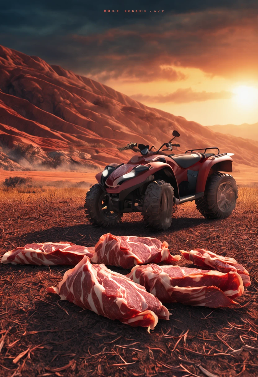 masterpiece, realistic, dried meat, sun-dried meat, preparation.