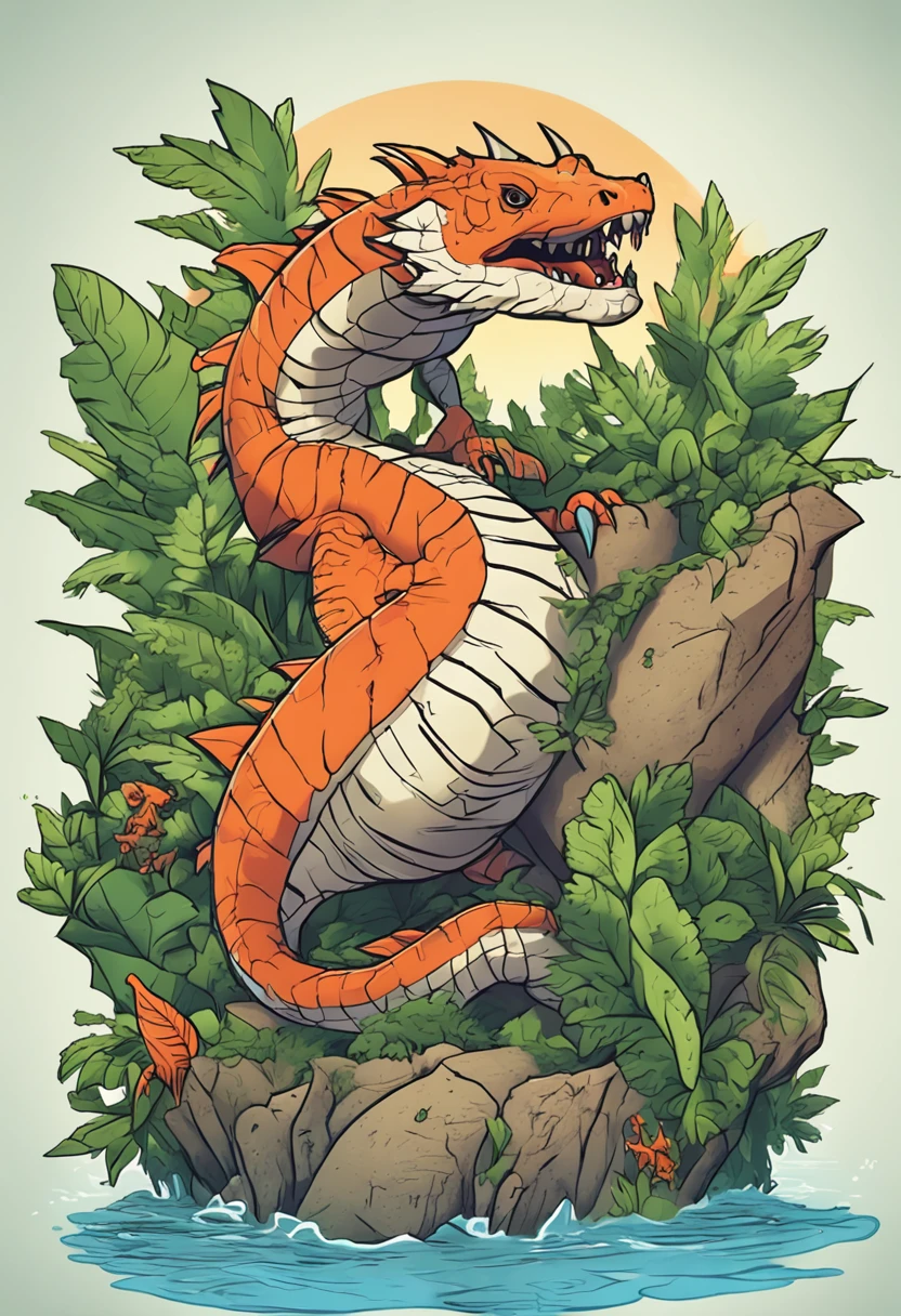 Illustration Naruto, In the jungle with leaves and water, Highly detailed illustration, beautiful detailed illustration, full-colour illustration, Realistic illustration, wildlife illustration, highly detailed vector art, Detailed 2D illustration, Lizard art, A beautiful artwork illustration, very detailed illustration, detailed digital illustration, Highly detailed illustration.", high detail illustration, High quality 3d realistic illustrations