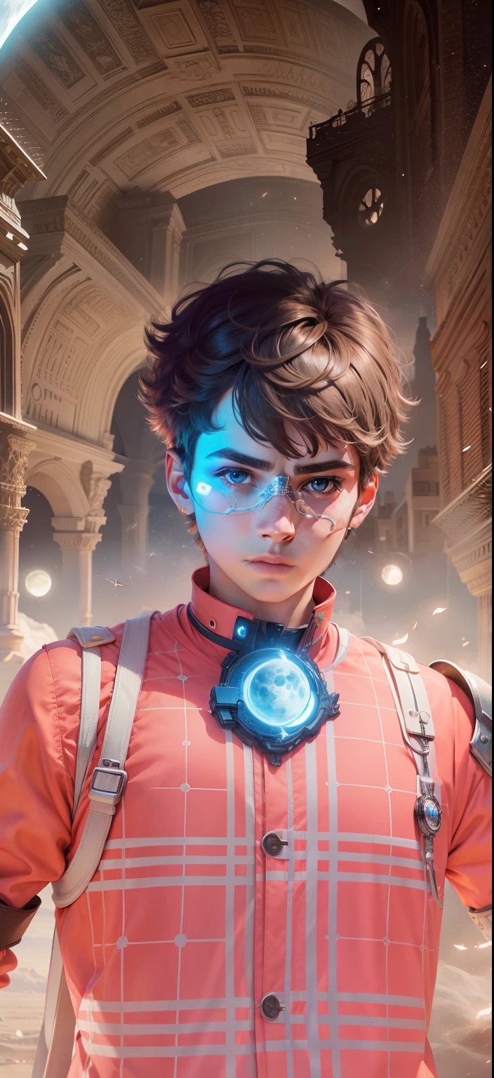 Boy With Magic Futuristic moon background realistic face ultra realistic high quality HD