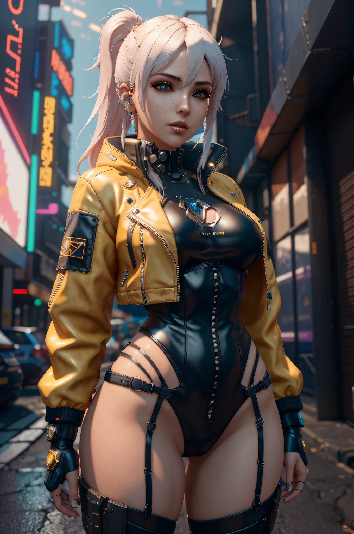There is a woman in a leather outfit posing on a street, garota anime cyberpunk, de anime cyberpunk feminino, Cyberpunk 2 0 e. o modelo meninalo cyberpunk hiper-realista, Garota cyberpunk, em cyberpunk city, arte digital do anime cyberpunk, Garota de anime cyberpunk com capuz, arte cyberpunk ultrarrealista 8k, cyberpunk menina bonittek FUS, no estilo cyberpunk