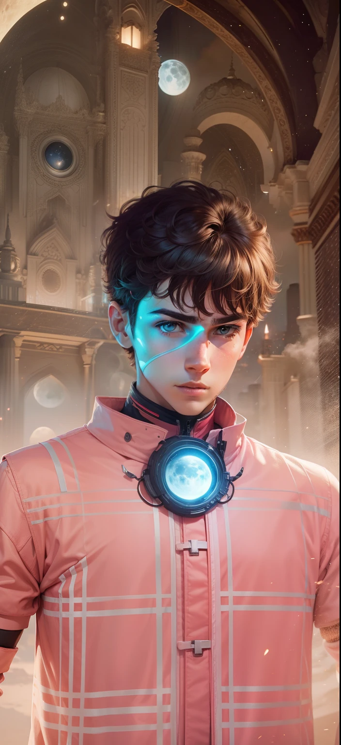 Boy With Magic Futuristic moon background realistic face ultra realistic high quality HD
