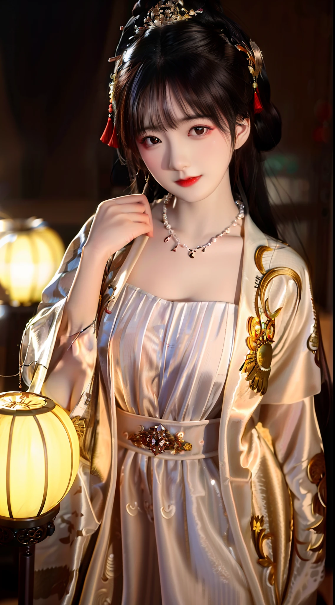 best quality, masterpiece, highres, 1girl, china dress, hair ornament, necklace, jewelry, Beautiful face, upon_body, tyndall effect, photorealistic, dark studio, rim lighting, two tone lighting, (high detailed skin:1.2), 8k uhd, dslr, soft lighting, high quality, volumetric lighting, candid, Photograph, high resolution, 4k, 8k, Bokeh, medium breasts,