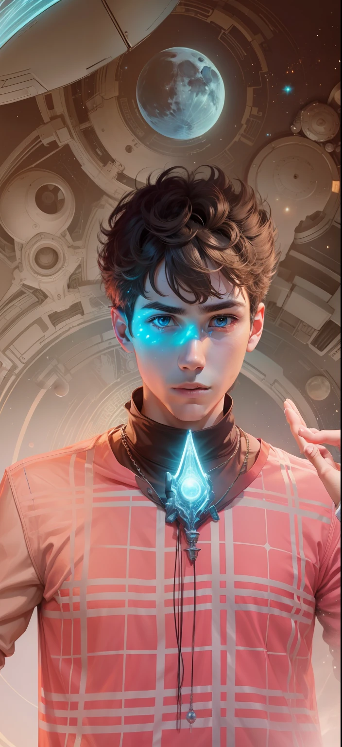 Boy With hand Magic Futuristic moon background realistic face ultra realistic high quality HD