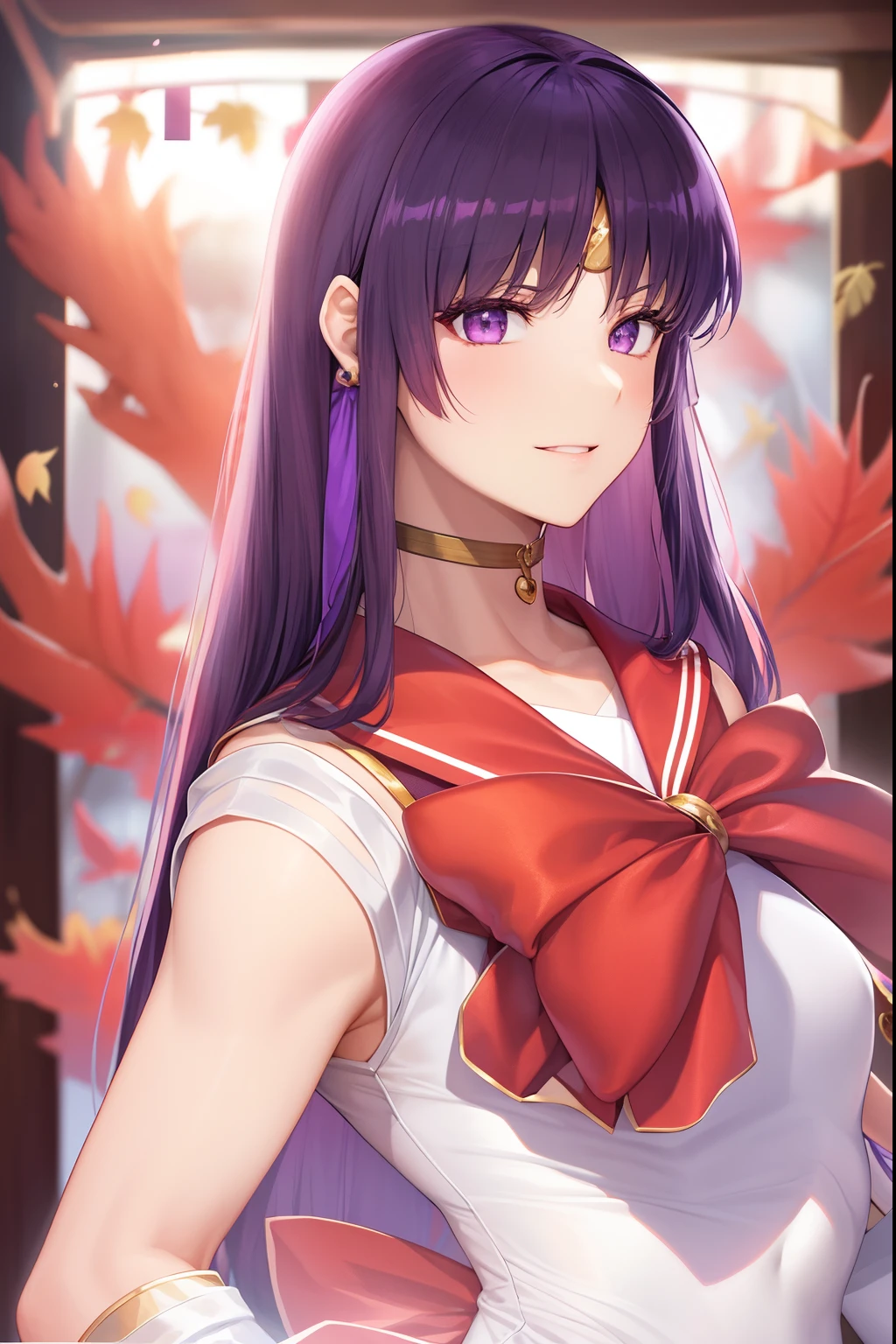 sailor_mars、1boy、shoun、Beautiful Boys、Handsome、genderswap、genderswap_(ftm)、sailor_senshi_uniform、hino_rei、solo、red_sailor_collar、blue_breast_ribbon、autumn_leaves、long_hair、rating:safe、fire、magical_warriors、choker、red_choker、black_hair、leotard、white_dress、white_leotard、maple_leaf、bow、traditional_media、autumn、leaf、marker_(medium)、neck、upper_body、elbow_gloves、makeup、jewelry、circlet、looking_at_viewer、gloves、eyelashes、lips、red_bow、smile、red_skirt、collarbone、bare_shoulder、flat_chests、purple_bow、bangs、earrings、purple_eyes、black_eyes、multicolored_background