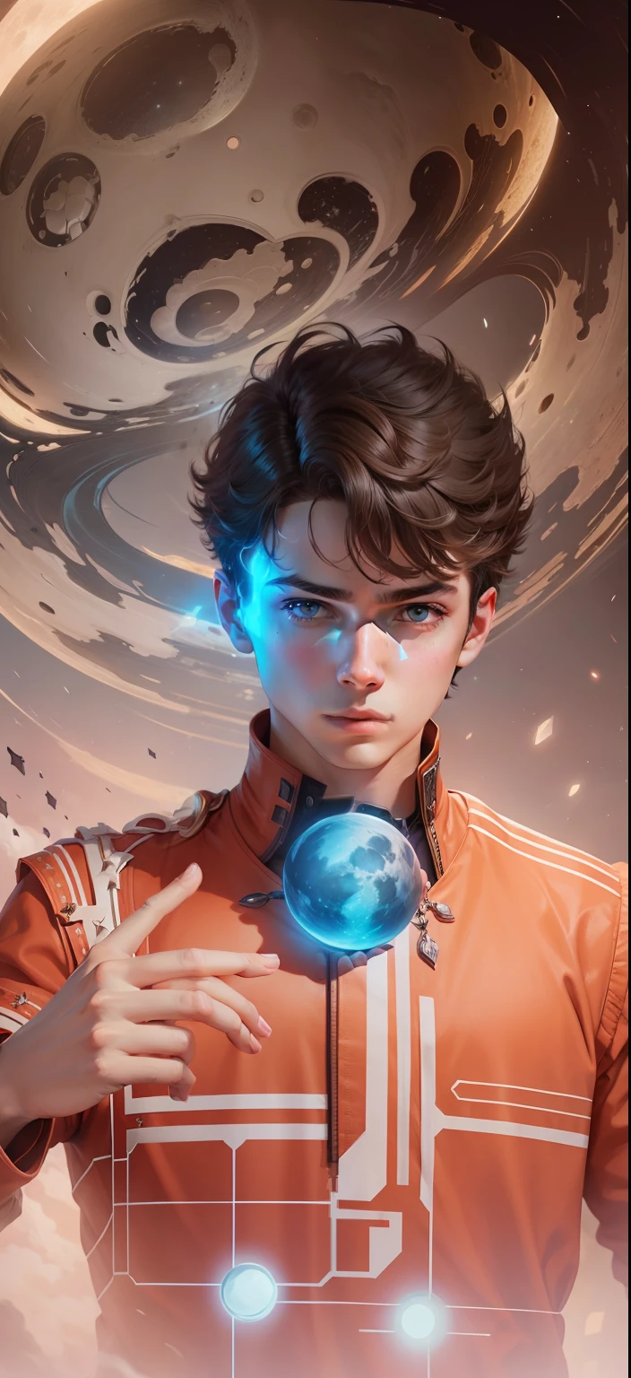 ridiculous resolution, high resolution, (masterpiece:1.4), super detailed, 1boy, seen from above, space, floating, --v 6