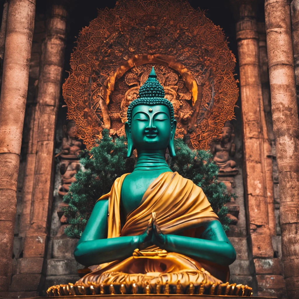 The Buddha statue sits on a lotus flower, Buddha, a Buddhist Buddha, Buddhism, Buddhist, sukhasana, buddhist art, bodhisattva, samsara, puṣkaracūḍa, attractive male deity, Spiritual enlightenment, padmasana, Karma for tomorrow。, The Hindu phase of meditation