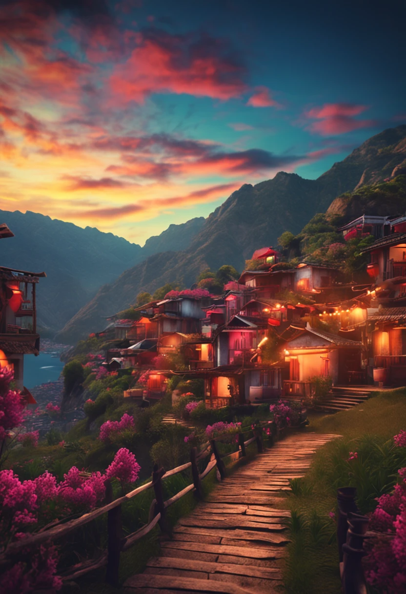 A cover image,Magnificent scenery,Village view,WordArt