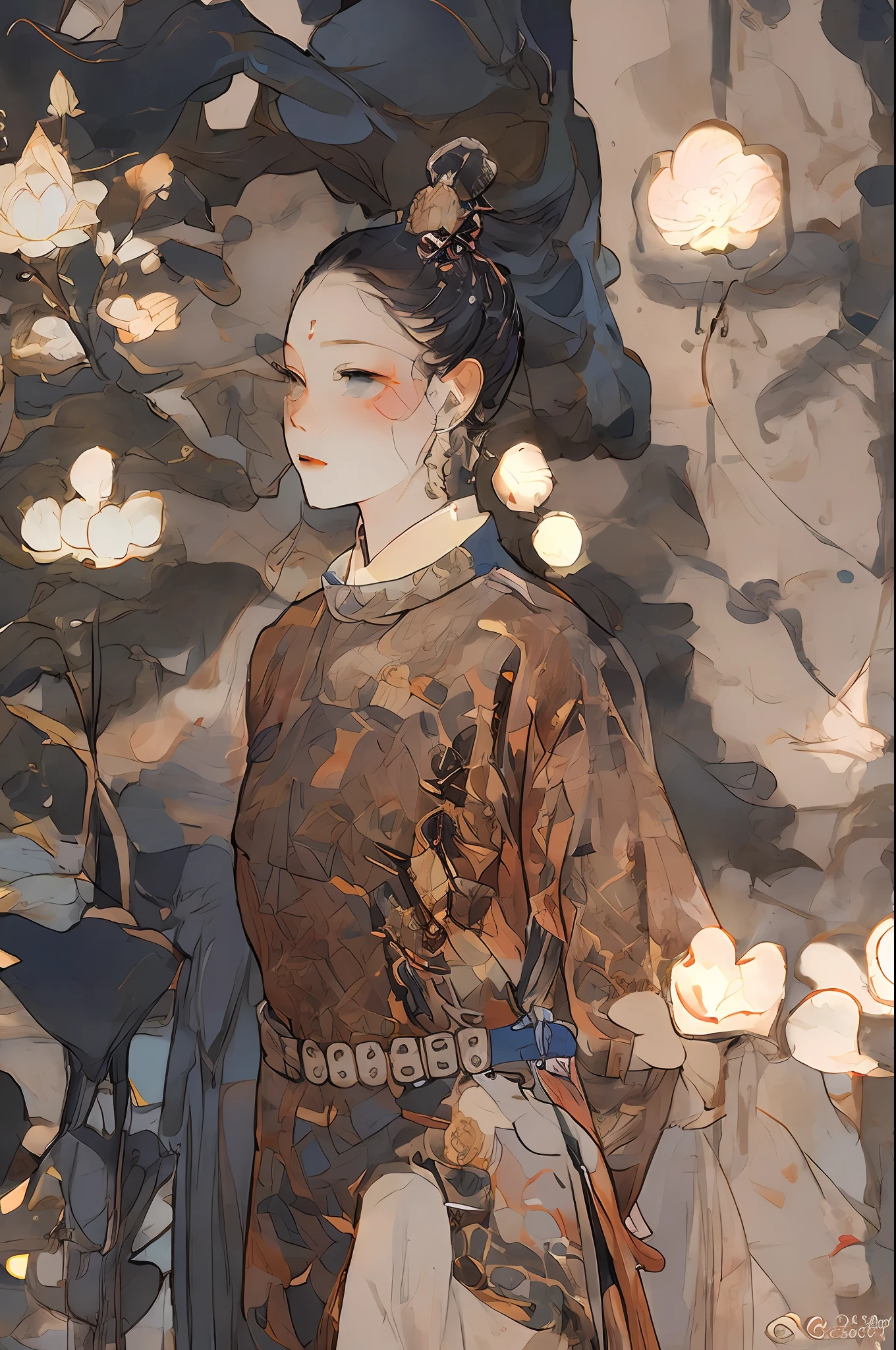 Ancient Chinese beauty sitting on stone, wearing ancient Chinese costume, flowing blue tulle, light silk, lazy pose, large lotus leaves, lotus flowers, ink painting style, clean colors, decisive cutting, white space, freehand, masterpiece, super detailed, epic composition, high quality, highest quality, 4k --v 6