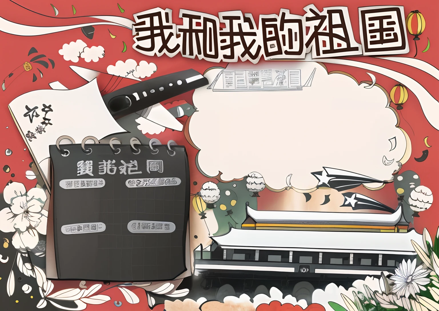 Black and white drawing of Chinese sign with train pictures, colouring - in sheet, color page, line art illustration, full page illustration, line art colouring page, clean coloring book page, clean ink detailed line drawing, Line - Art, coloring page, Children\'s book drawing, Coloring book outline, doodle hand drawn