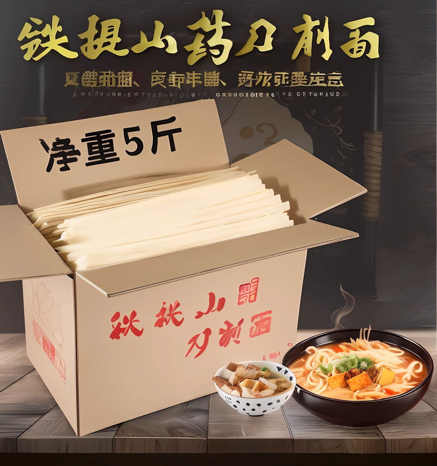 There is a box of Chinese food with a bowl of soup, 5 d, 5D, Wang Chen, 5 e, box, Ancient sword, daopao, Special, H 576, ƒ5.6, Noodles, sichuan, 5, hua cheng, mapo tofu cartoon, Eating noodles