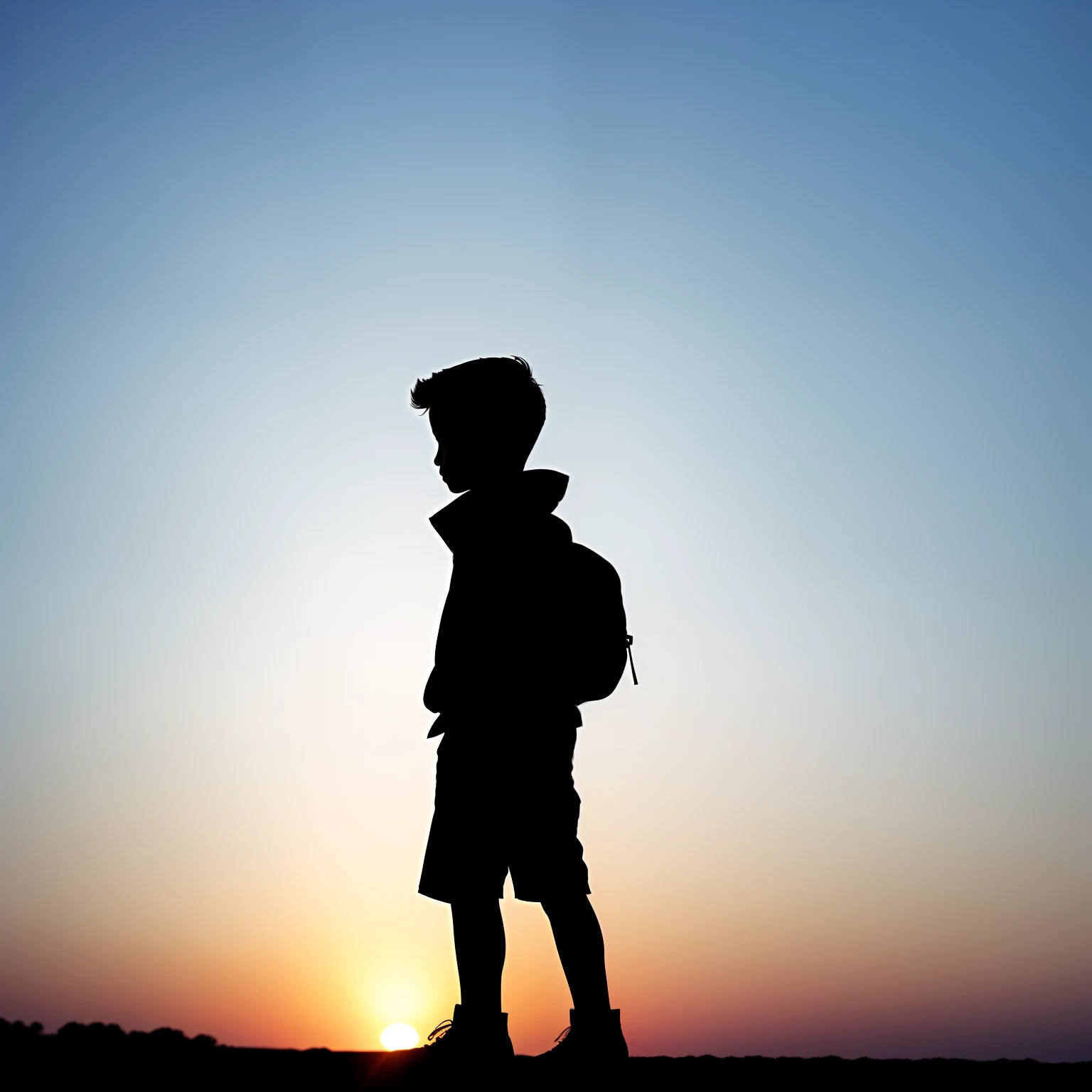 A silhouette of a cool young boy