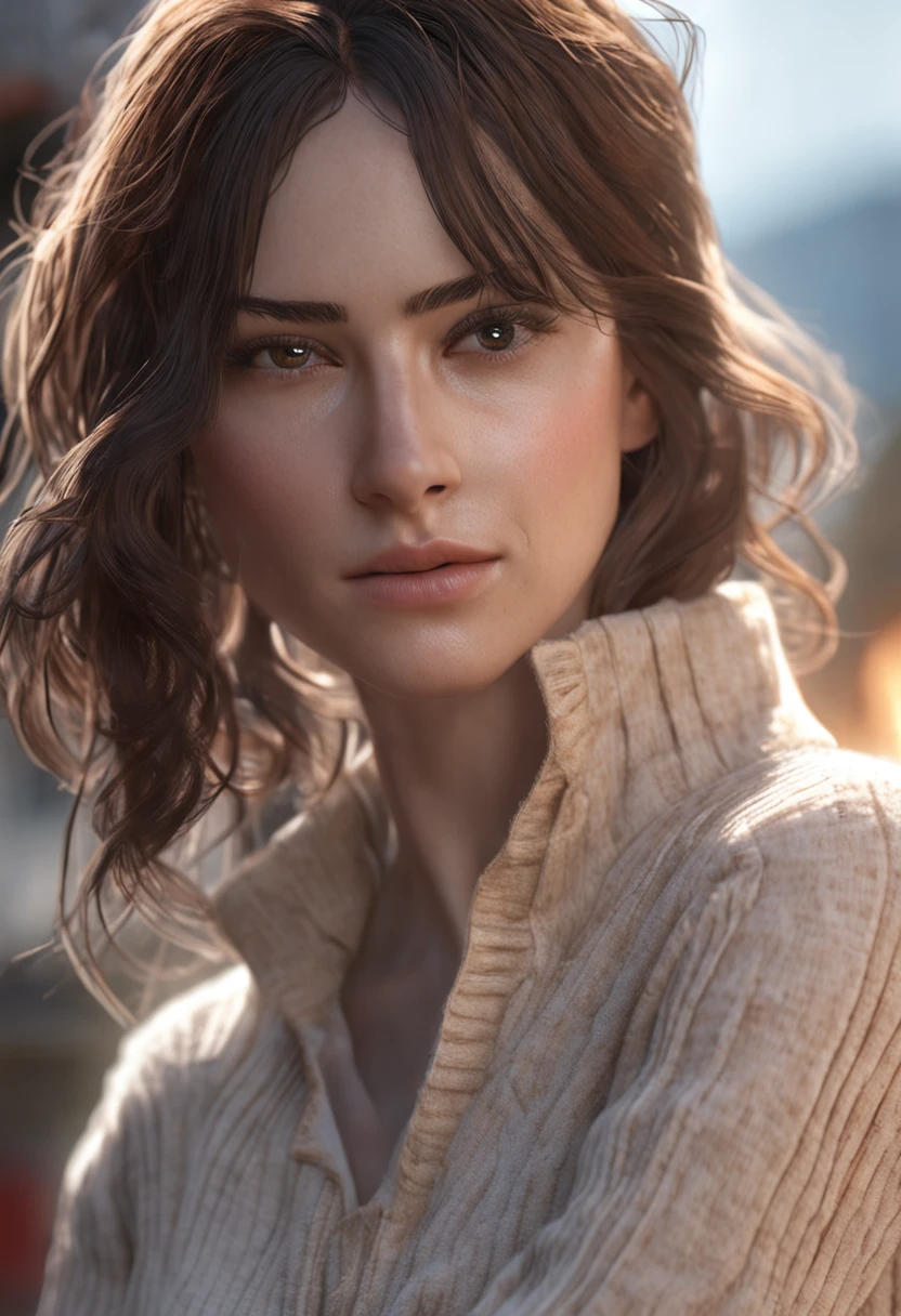 (1girl:1.3, solo), (Masterpiece, best quality, photorealistic, highres, photography, :1.3), ultra-detailed, sharp focus, professional photo, commercial photo, (upper body:1.3, bust-up portrait), BREAK, 1 brunette girl, solo, European girl, hot model, highly detailed eyes and pupils, realistic skin, (attractive body, medium-large breast:1.25, cleavage), extremely detailed hair, delicate sexy face, sensual gaze, shiny lips, BREAK, ((wearing a black turtleneck sweater:1.3, sleeveless, lapped plaid-pattern-skirt)), (outdoor, night, Broadway street, blurry background, simple background, no human background:1.25), (standing, attractive posing, arms down, arms behind back), ((realistic, super realistic, realism, realistic detail)), perfect ???????, perfect proportion, bokeh, depth of field, hyper sharp image, (attractive emotion, seductive smile, :d, ;p),