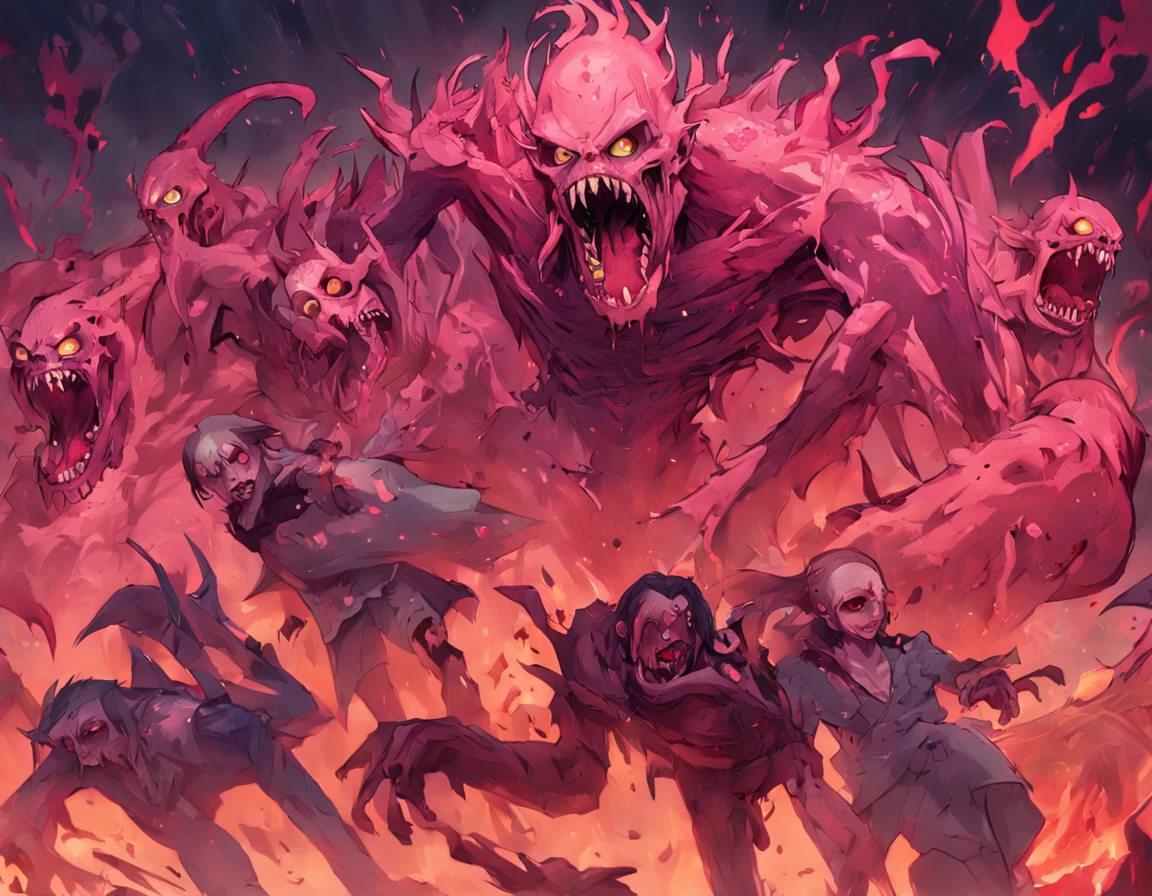 A group of monster zombies,Tear and bite each other, Man, Disney, Samdoesart, csgo, Scar, arma, concept-art, Jack Winchester, Carolina Reaper,