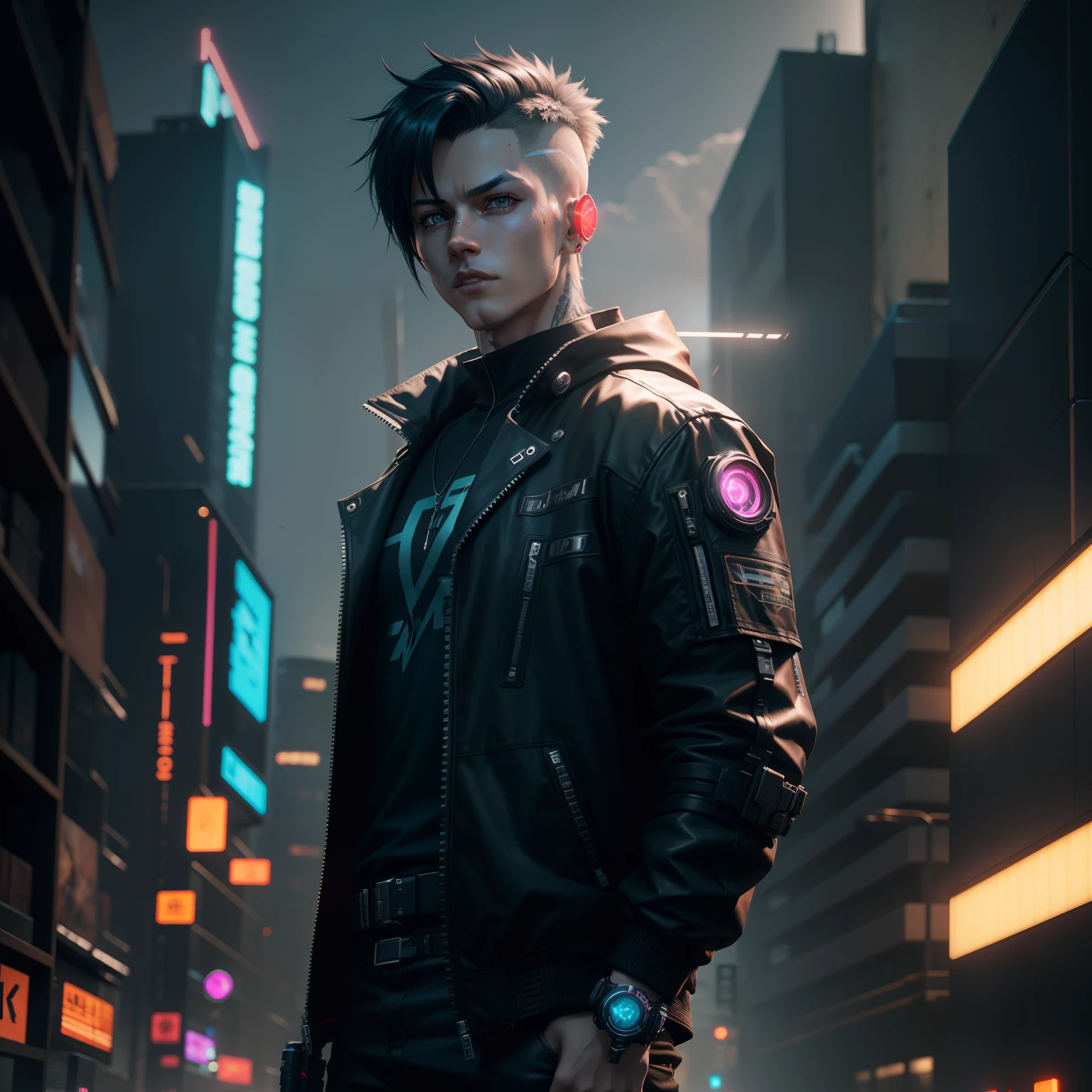 cyberpunk,smartboy,lighting realistic,lighting,background,8k,v4 man anime character cyberpunk photo realistic cinematic light unreal engine--v4