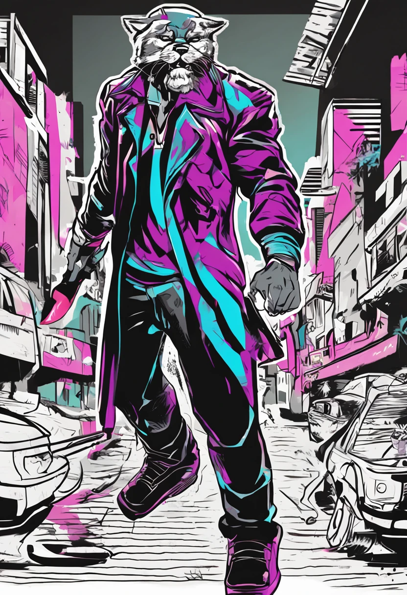 Vector t shirt art ready to print colorful graffiti illustration, design should be appealing according to current fashion trends Obra maestra, La mejor calidad, (CG 8k fondo de pantalla muy detallado), (La mejor calidad), (best illustration), (Las mejores sombras), Sprite brillante, Image from Japanese anime, un perro macho Akita inu reemplaza el pelaje por color azul, con la boca cerrada, en estilo detallado y delicado, flores, with vibrant lighting and realistic shadows, alta calidad, 8k